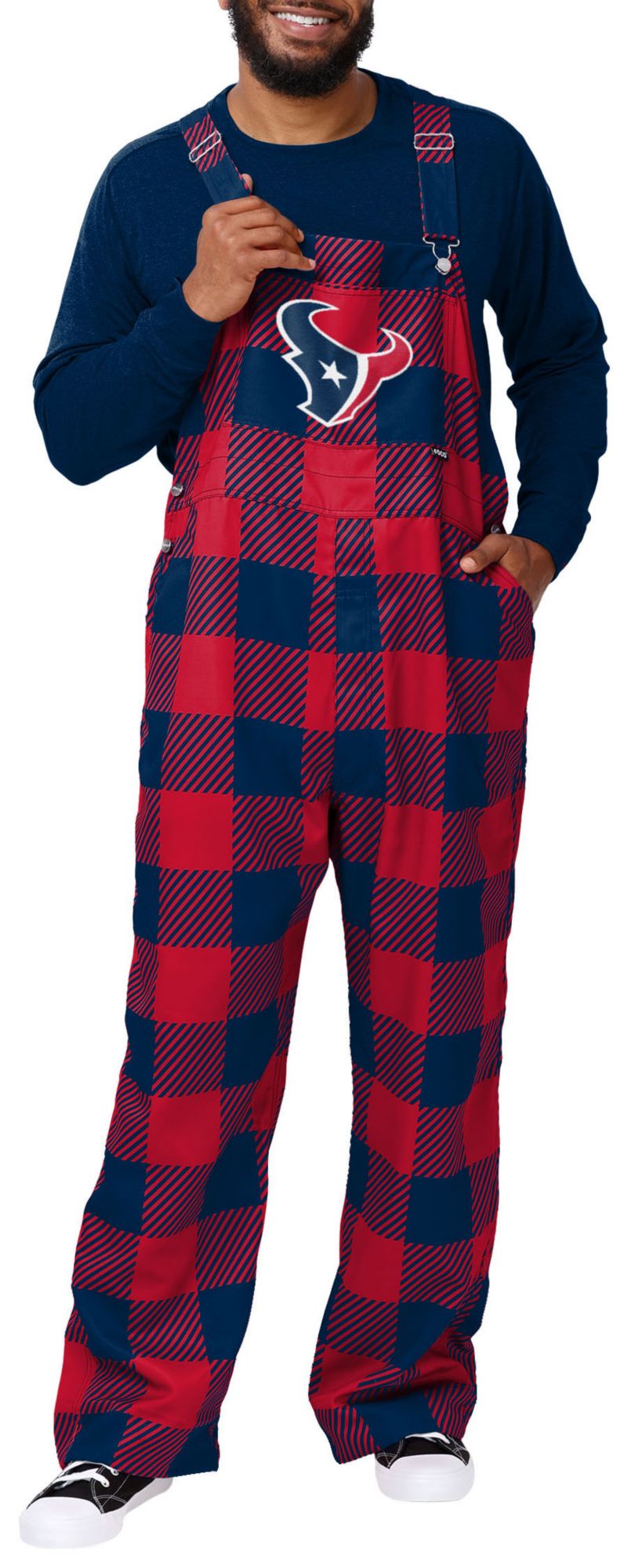 FOCO Men's Houston Texans Plaid Overalls product image
