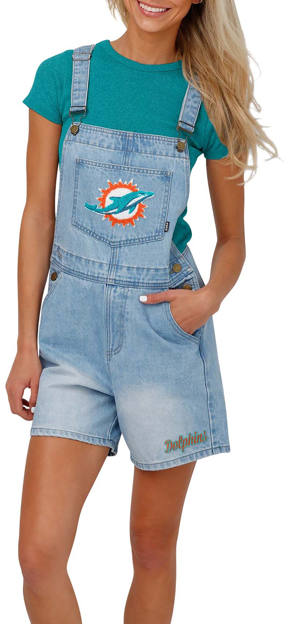 FOCO Women's Miami Dolphins Denim Overalls product image