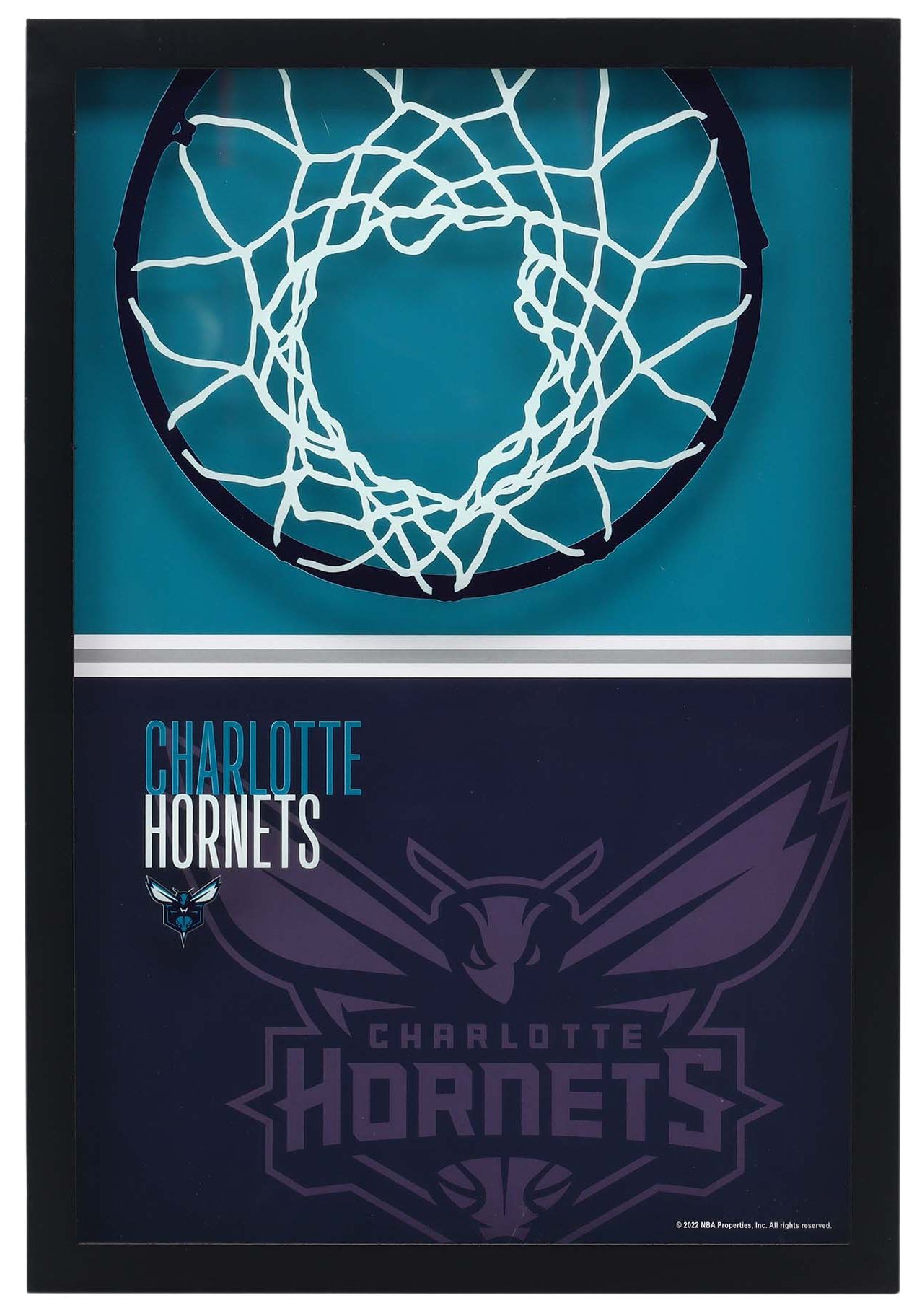 Open Road Charlotte Hornets Basketball Hoop Block Printed Glass Wall Decor product image