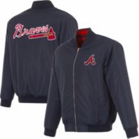 JH Design Men's Atlanta Braves Full-Zip Reversible Flight Navy