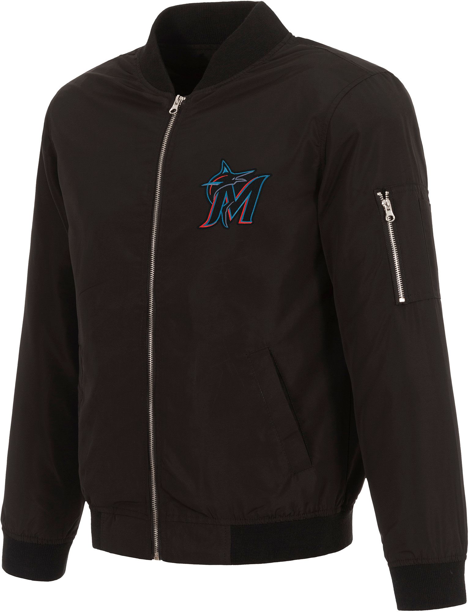 JH Design Men's Miami Marlins Black Bomber Jacket product image
