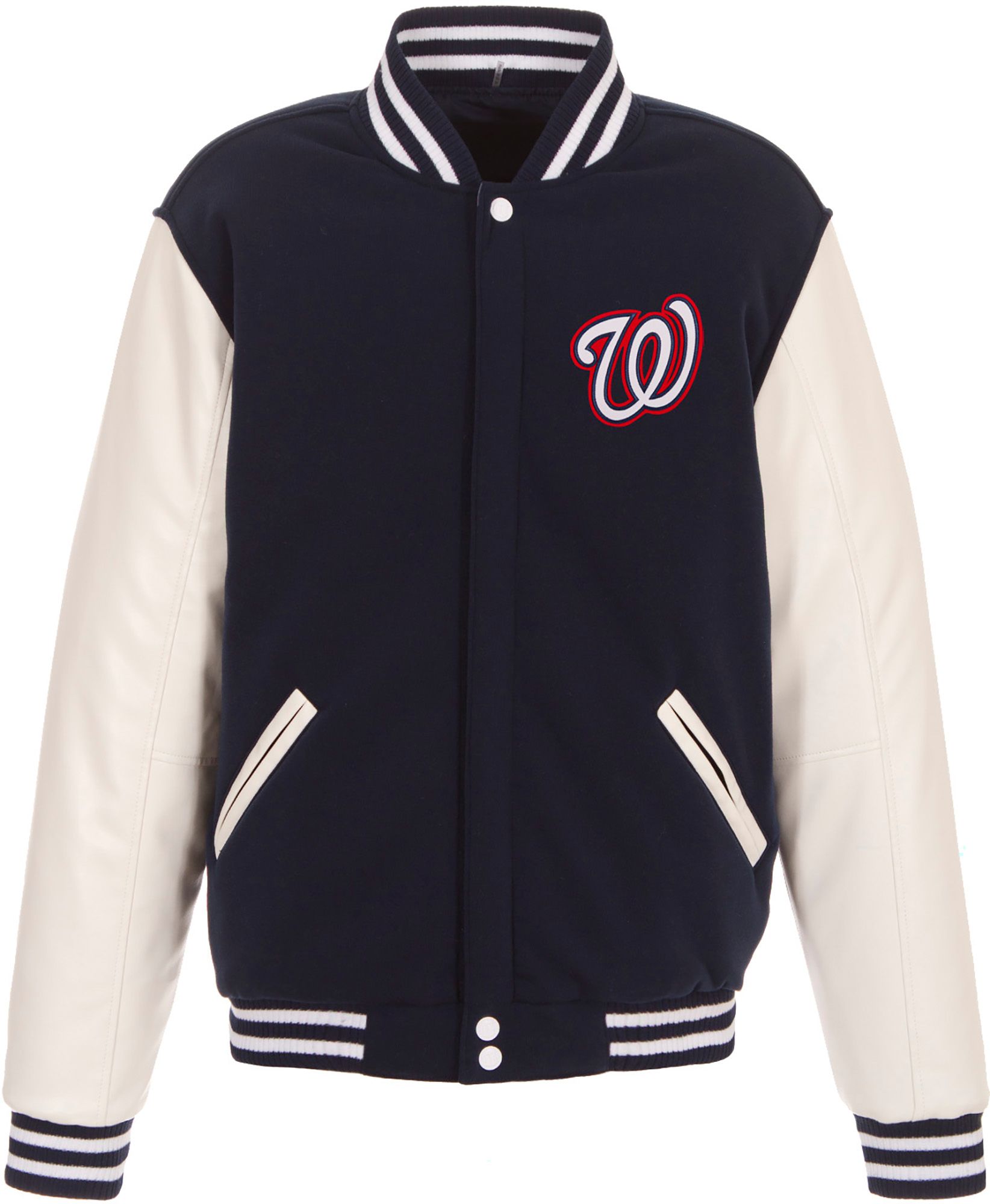JH Design Men's Washington Nationals Navy Reversible  Varsity Jacket product image