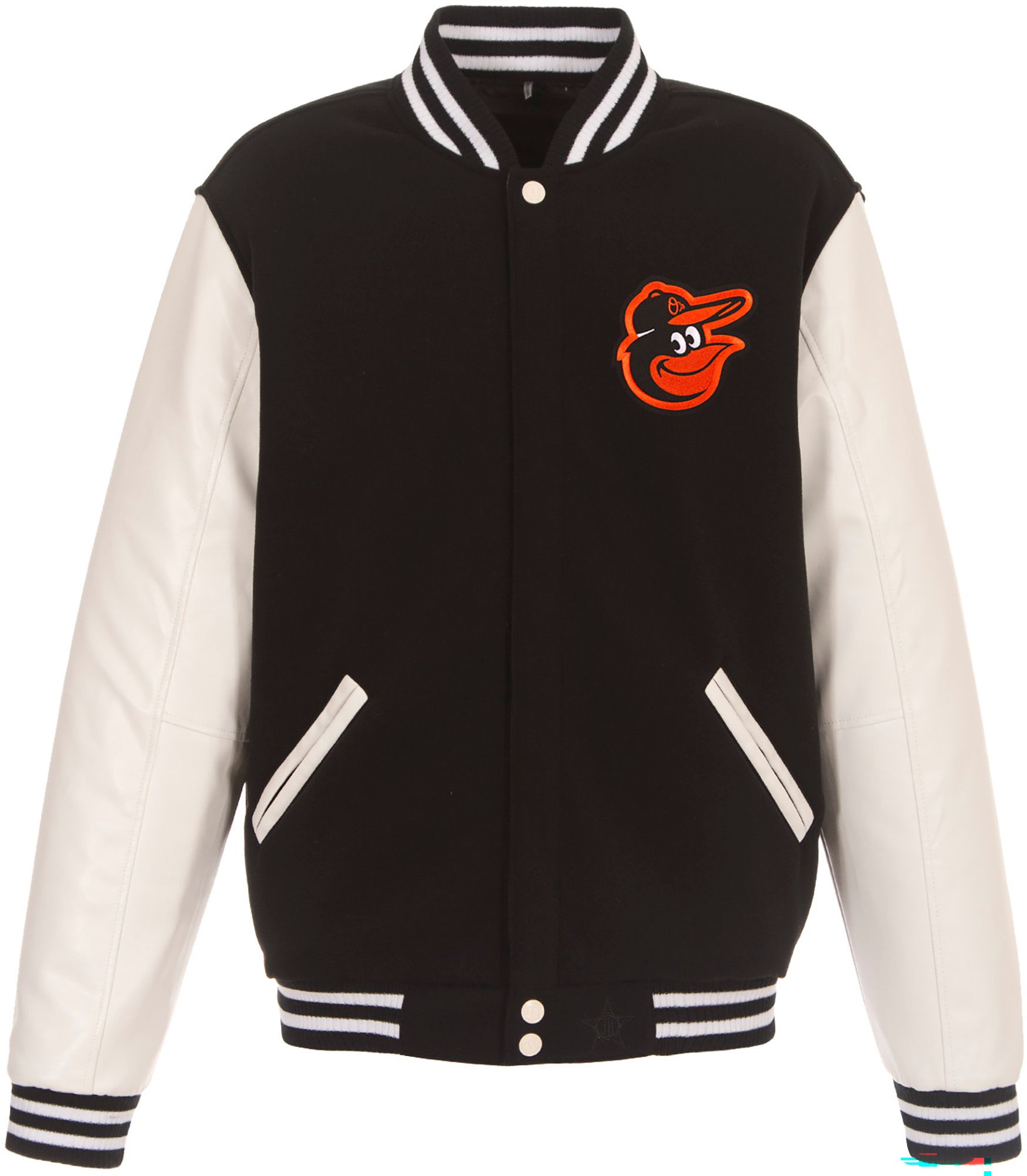 JH Design Men's Baltimore Orioles Black Reversible  Varsity Jacket product image