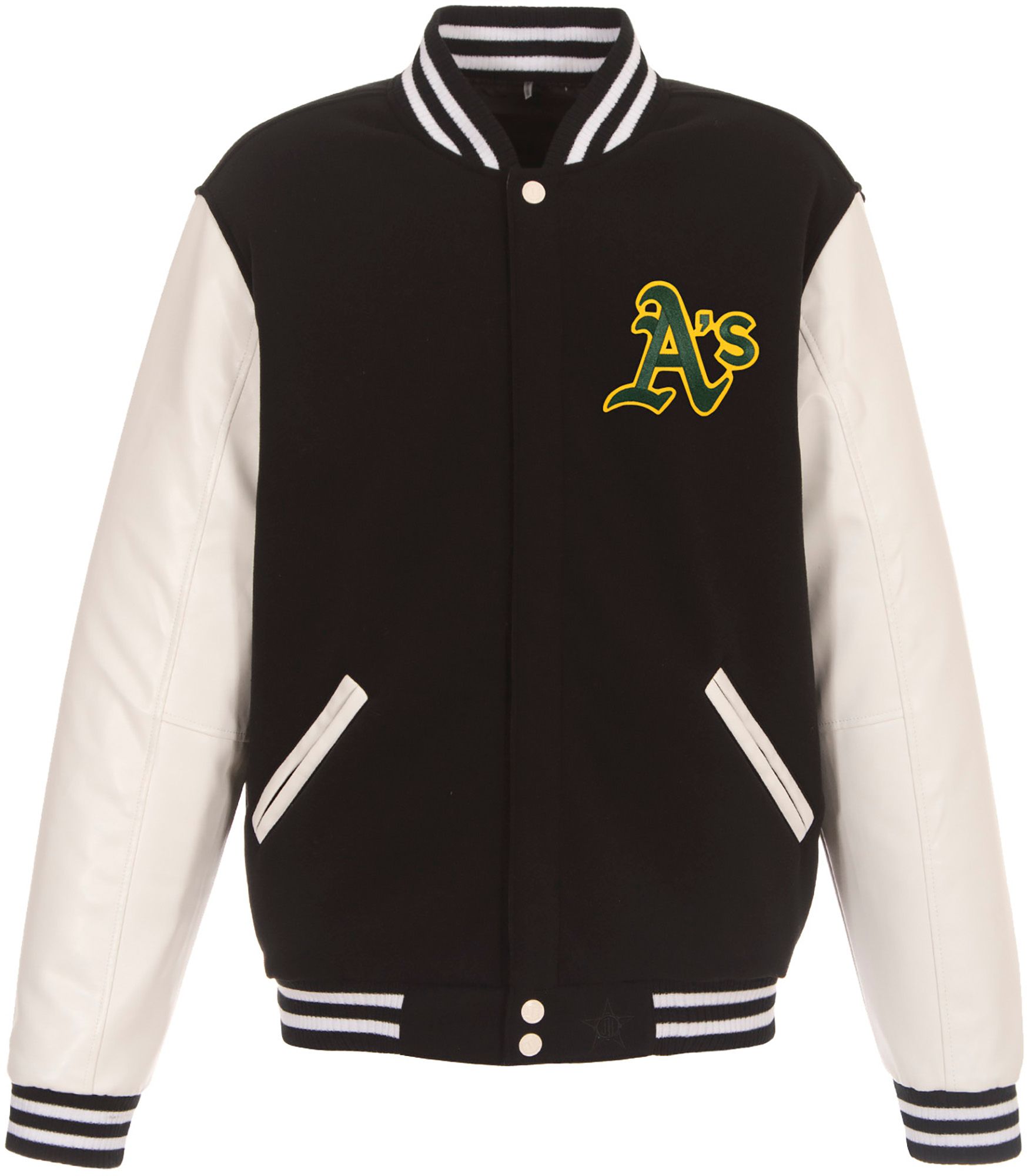 JH Design Men's Oakland Athletics Black Reversible  Varsity Jacket product image