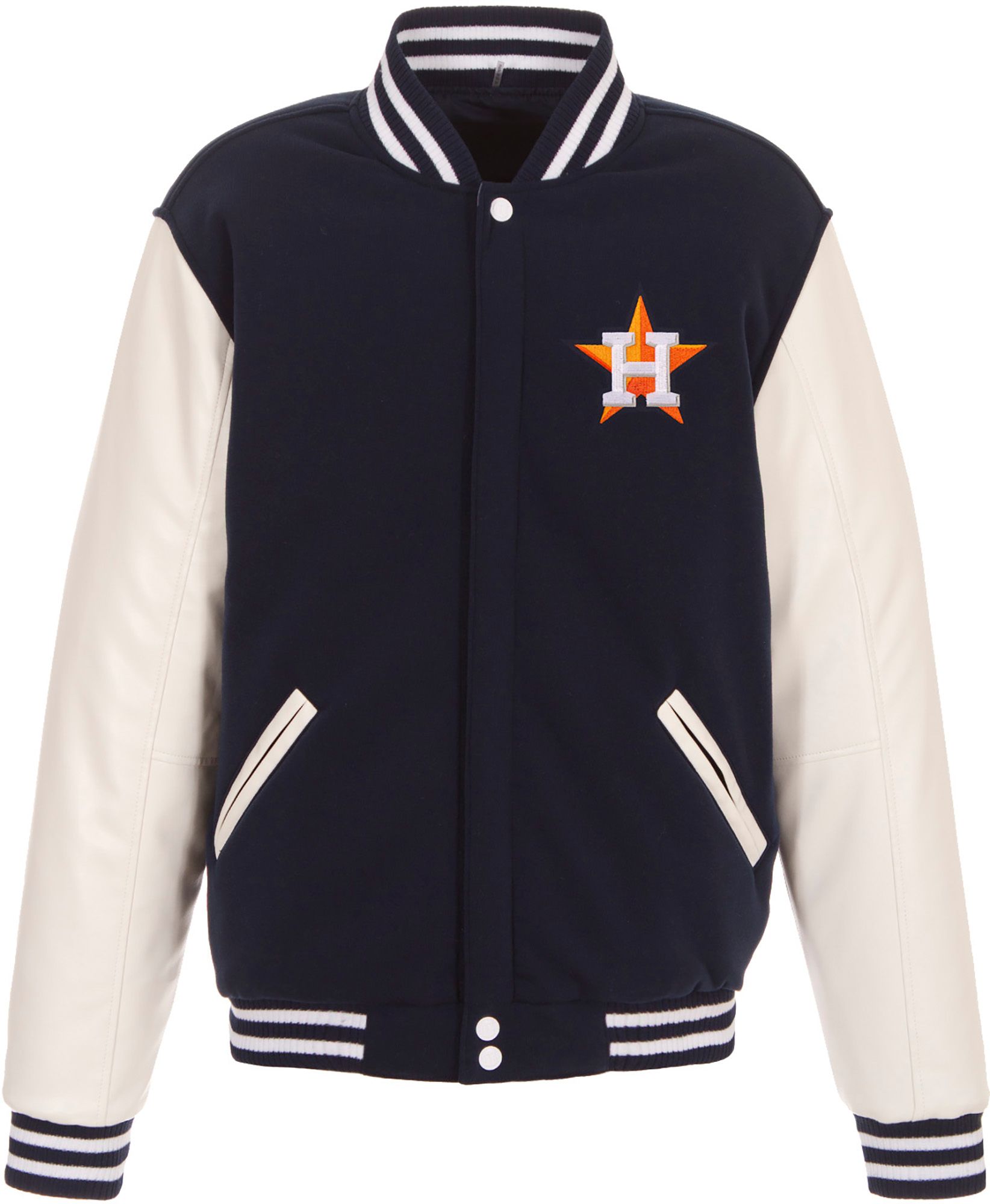 JH Design Men's Houston Astros Navy Reversible  Varsity Jacket product image