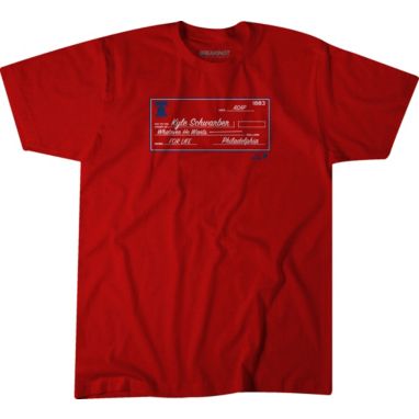 sorry, BreakingT Adult Philadelphia Kyle Schwarber Red Check T-Shirt is currently out of stock