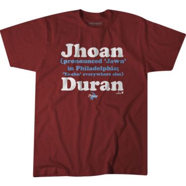 sorry, BreakingT Adult Philadelphia Phillies Jhoan Duran #59 Red 'Jawn' Graphic T-Shirt is currently out of stock