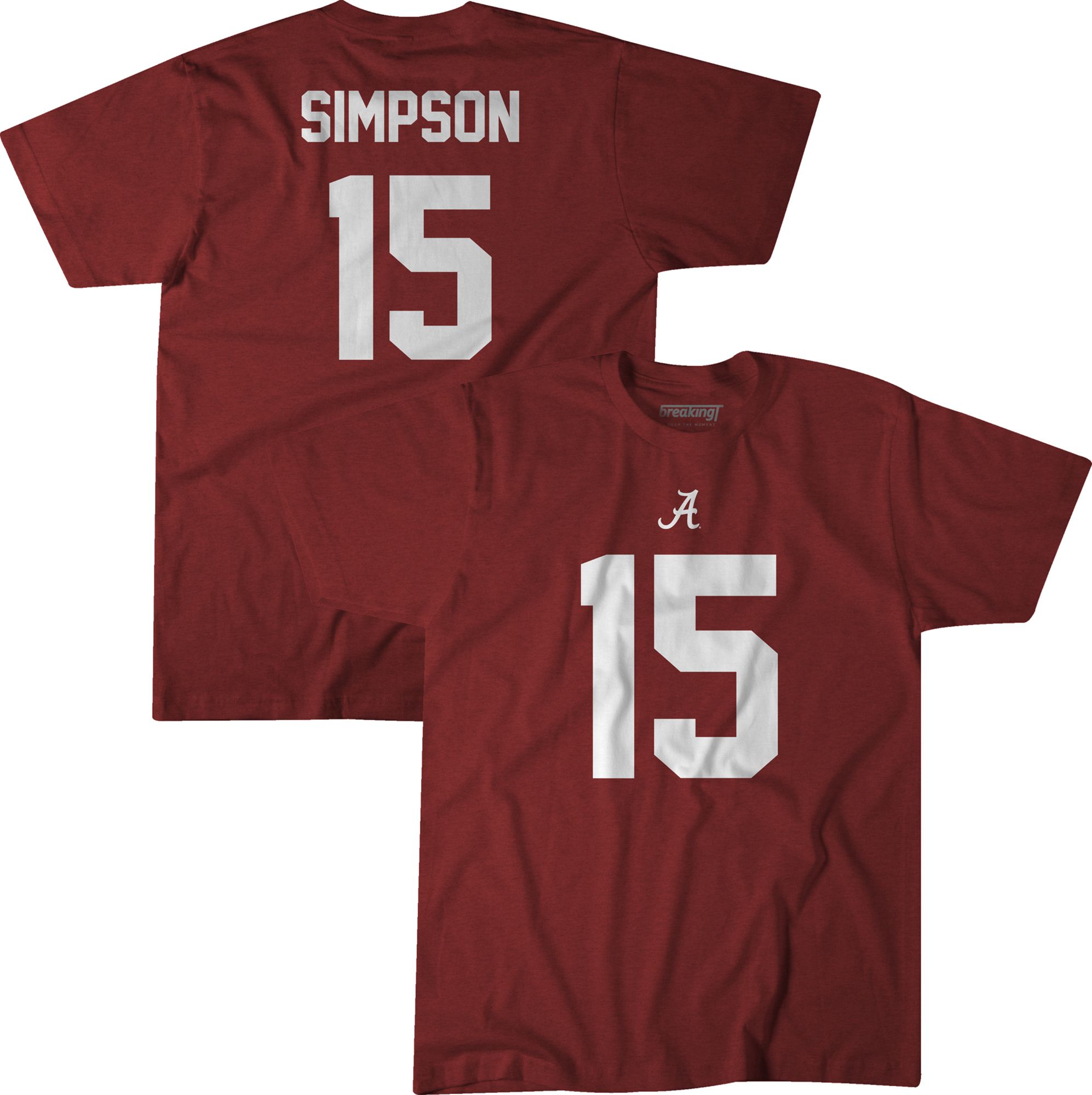 BreakingT Men's Alabama Crimson Tide Ty Simpson #15 Red T-Shirt product image