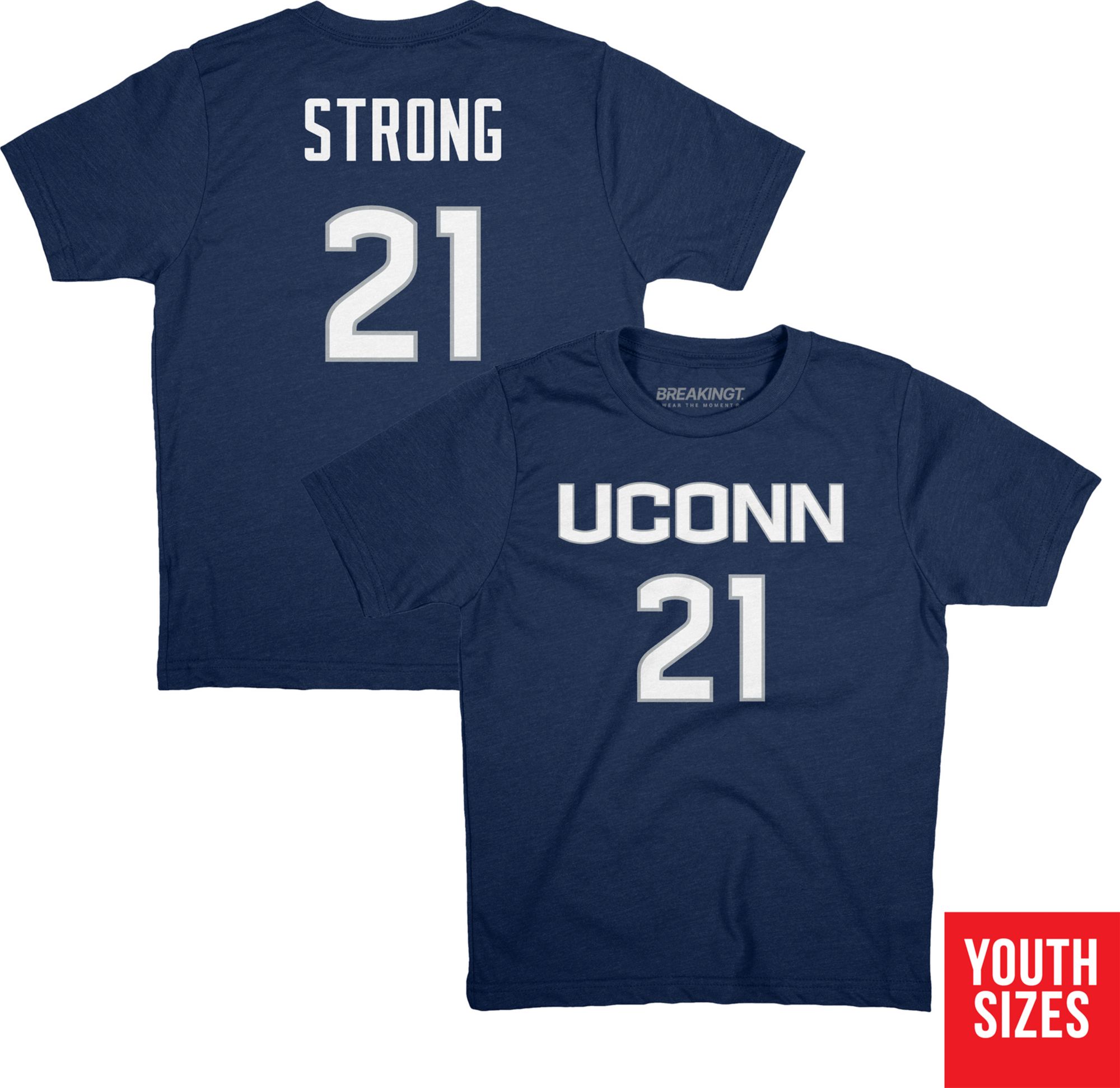 BreakingT Youth UConn Huskies Sarah Strong #21 Navy T-Shirt product image