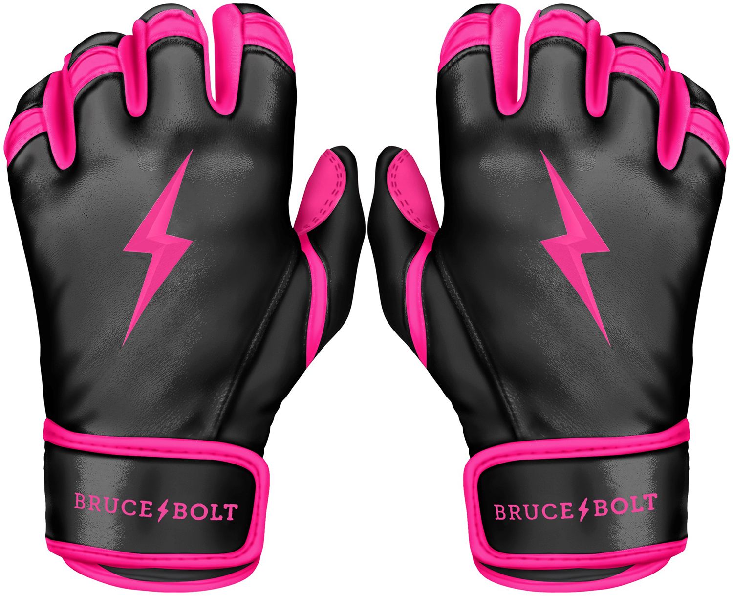 BRUCE BOLT Women's Short Cuff Pink/Black Batting Gloves product image
