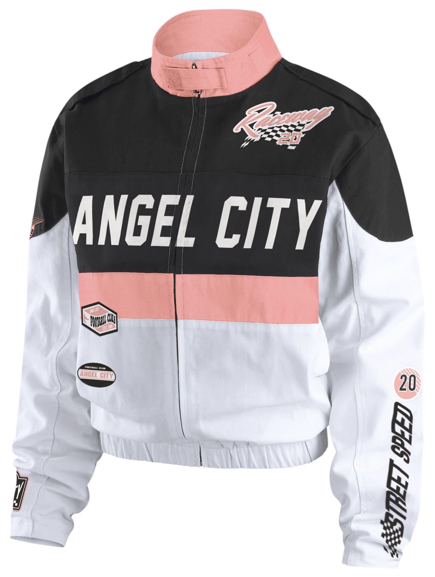 WEAR by Erin Andrews Women's Angel City FC Black/White Racing Full Zip Jacket product image