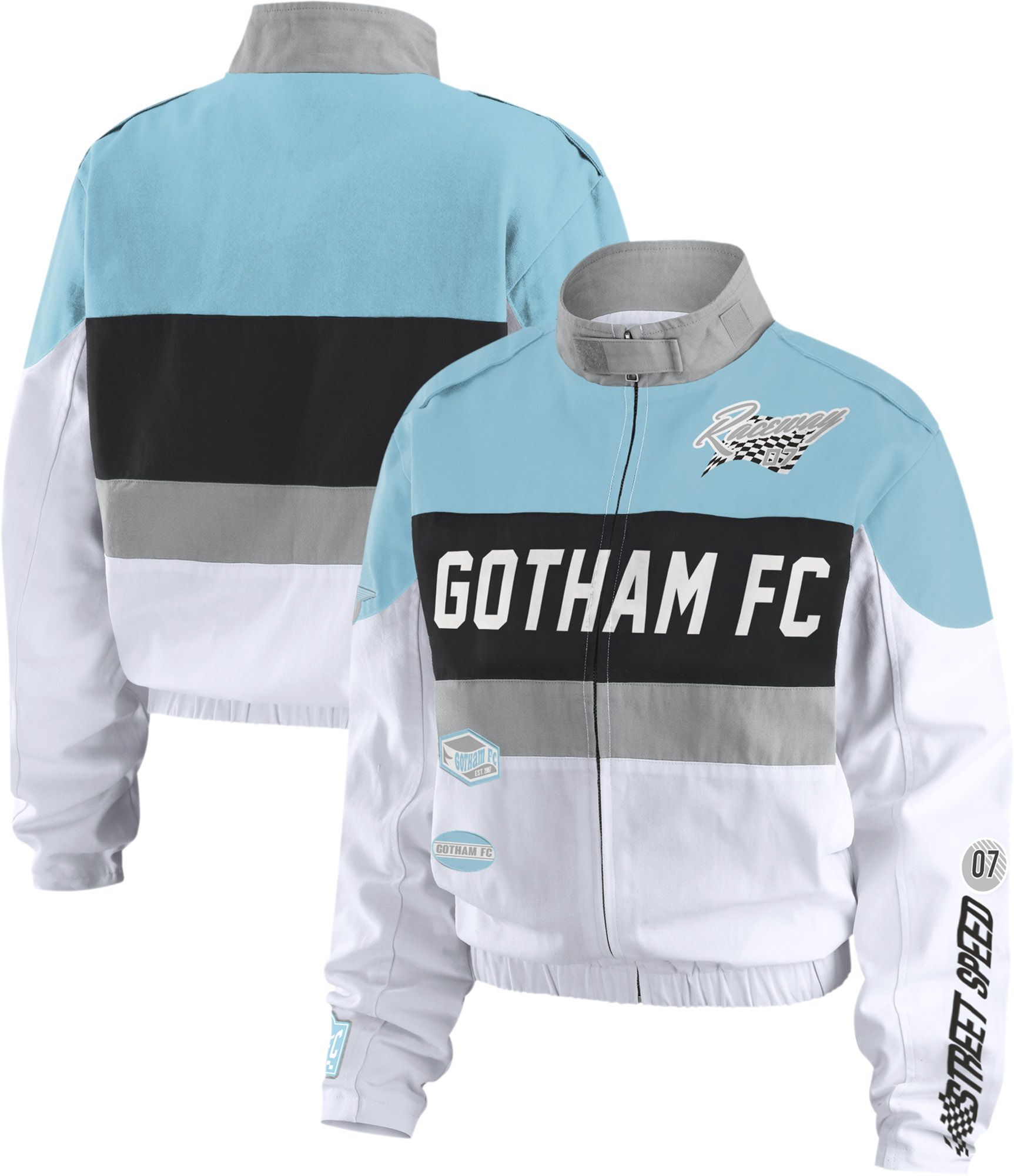 WEAR by Erin Andrews Women's NJ/NY Gotham FC Light Blue/White Racing Full Zip Jacket product image