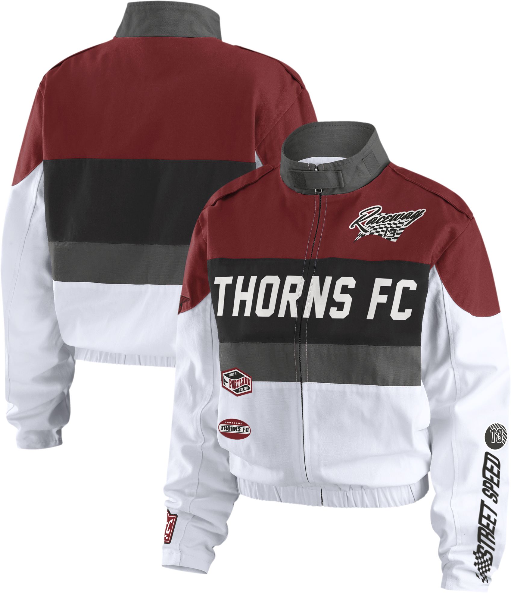 WEAR by Erin Andrews Women's Portland Thorns Red/White Racing Full Zip Jacket product image