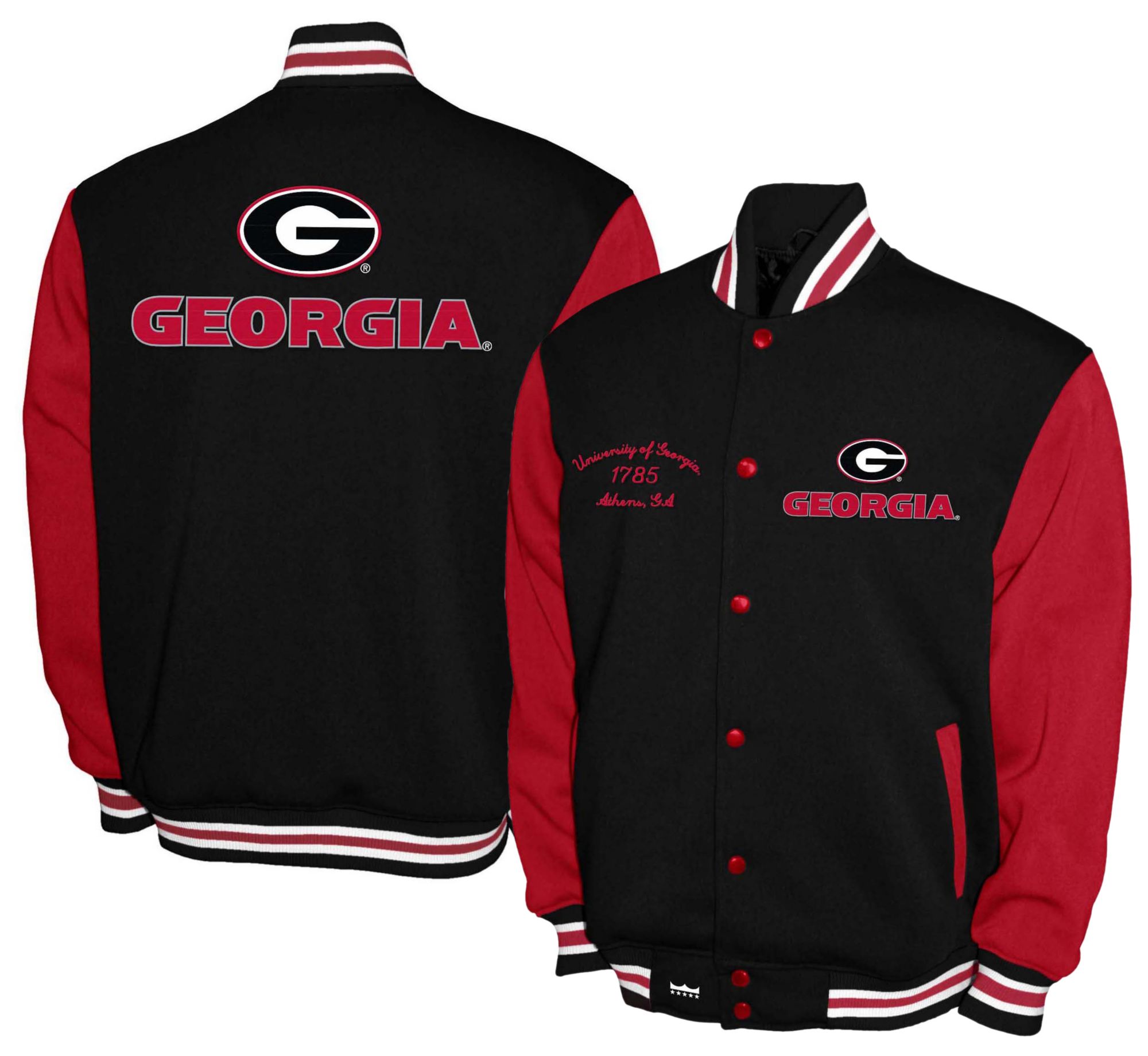 Franchise Club Men's Georgia Bulldogs Red Club Fleece Varsity Jacket product image