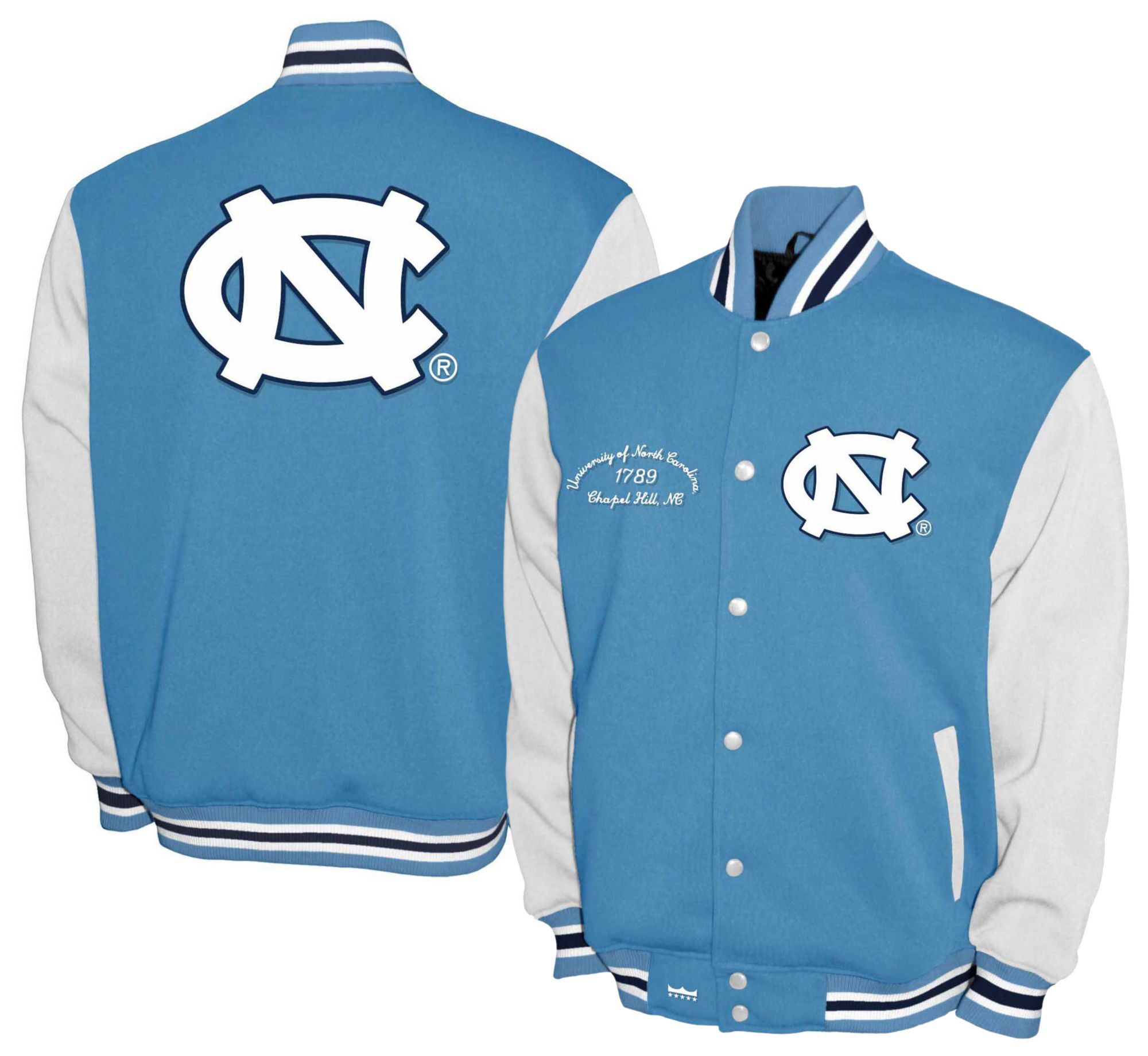 Franchise Club Men's North Carolina Tar Heels Blue Club Fleece Varsity Jacket product image