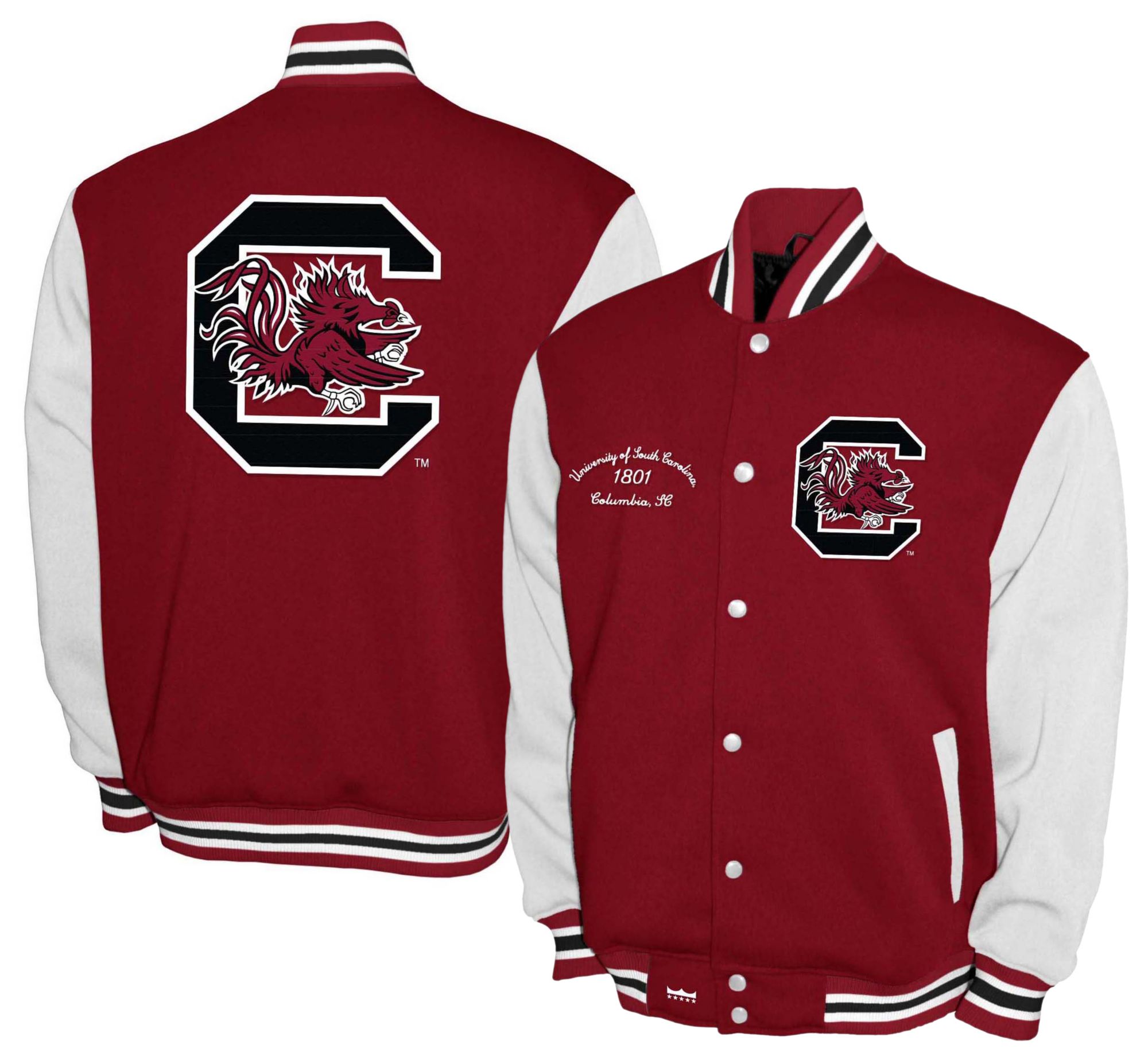 Franchise Club Men's South Carolina Gamecocks Red Club Fleece Varsity Jacket product image