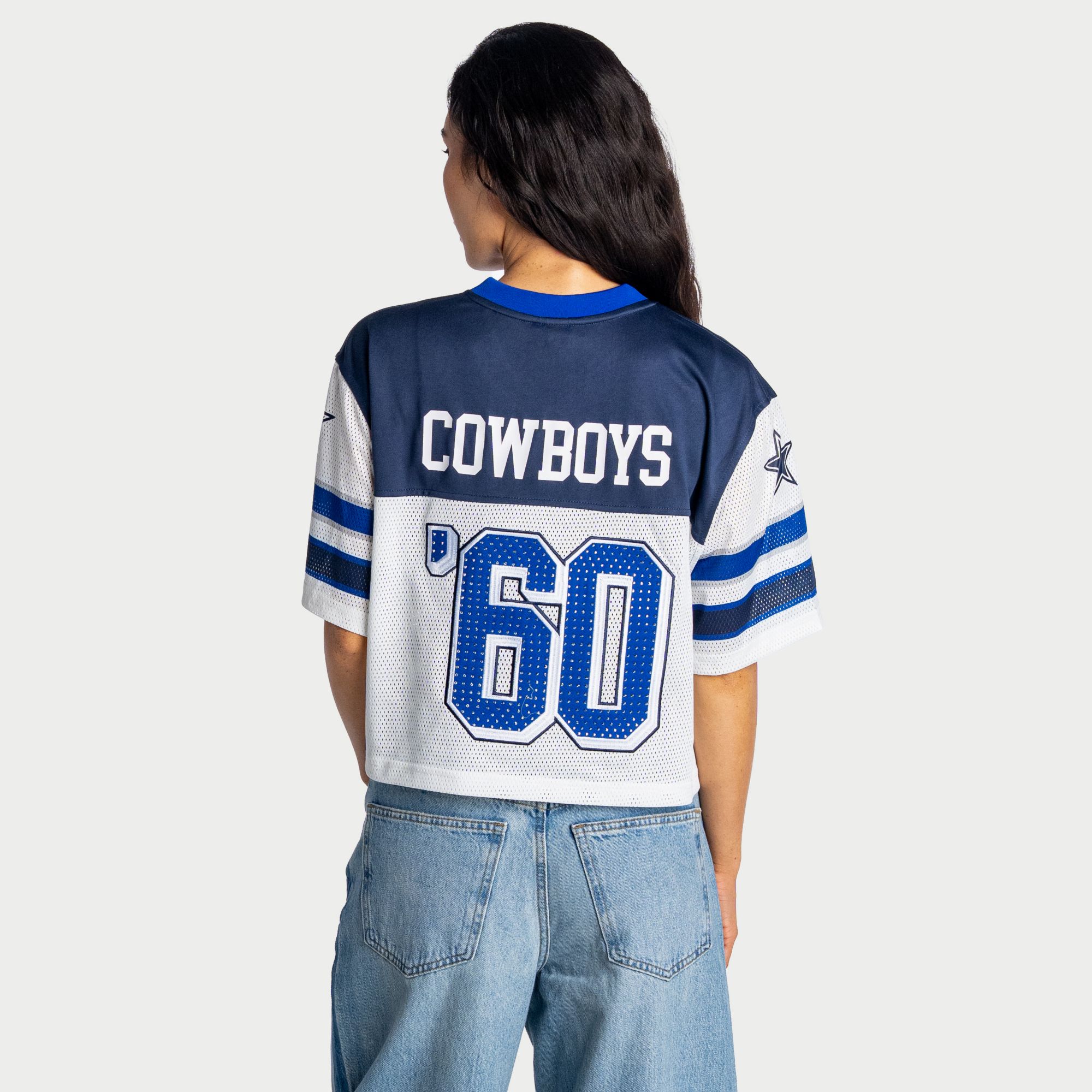 The Wild Collective Women's Dallas Cowboys White Bling Football T-Shirt product image