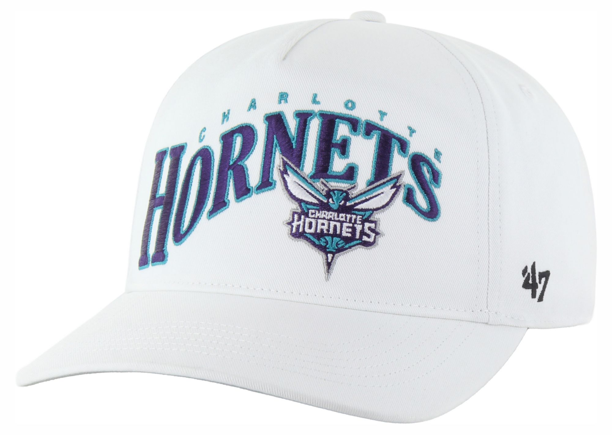 47 Adult Charlotte Hornets White Wave Hitch Adjustable Hat