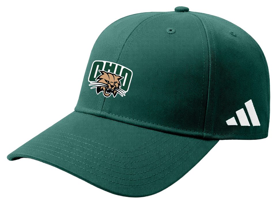 adidas Adult Ohio Bobcats Green Washed Slouch Adjustable Hat