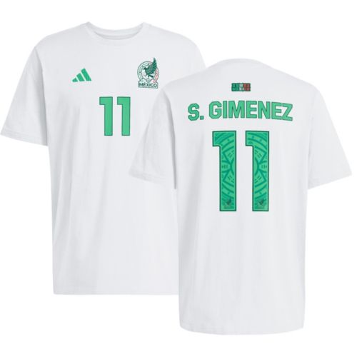 adidas Adult Santiago Gimenez #11 Mexico 2026 White Away Replica