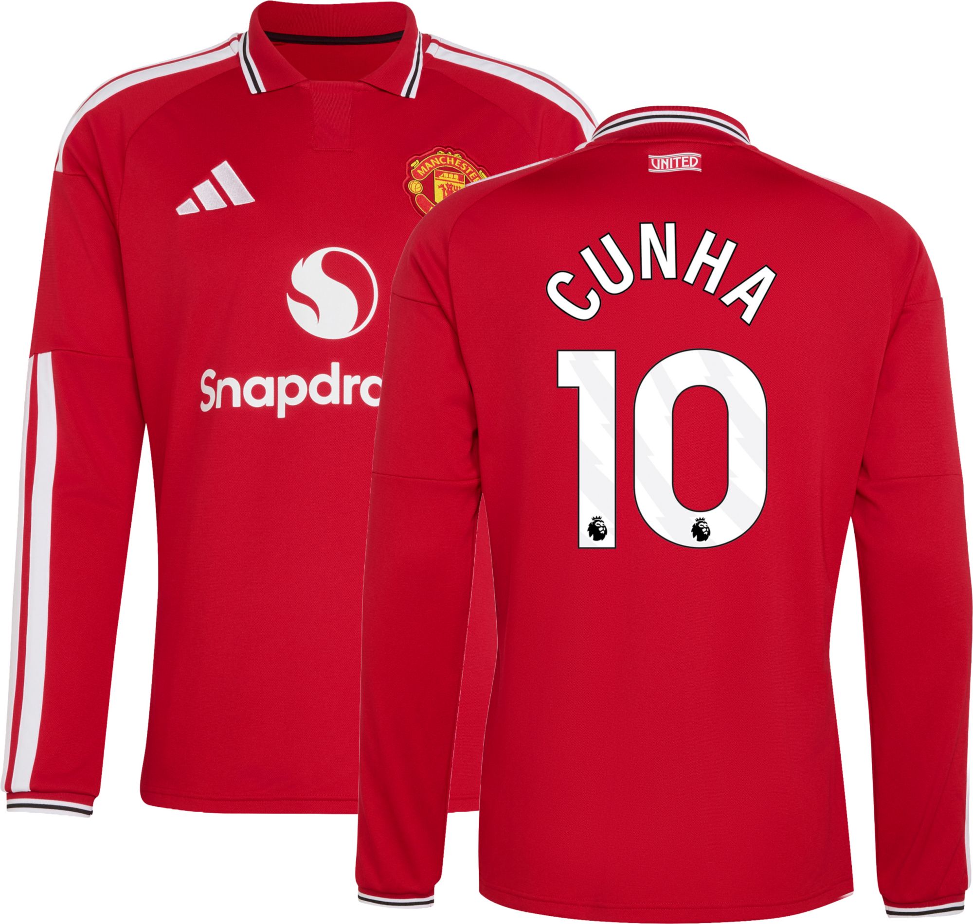 adidas Adult Manchester United Matheus Cunha 2026 Home Long Sleeve