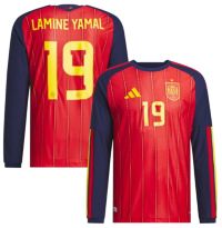adidas Adult Spain Lamine Yamal #19 Home Authentic Long Sleeve