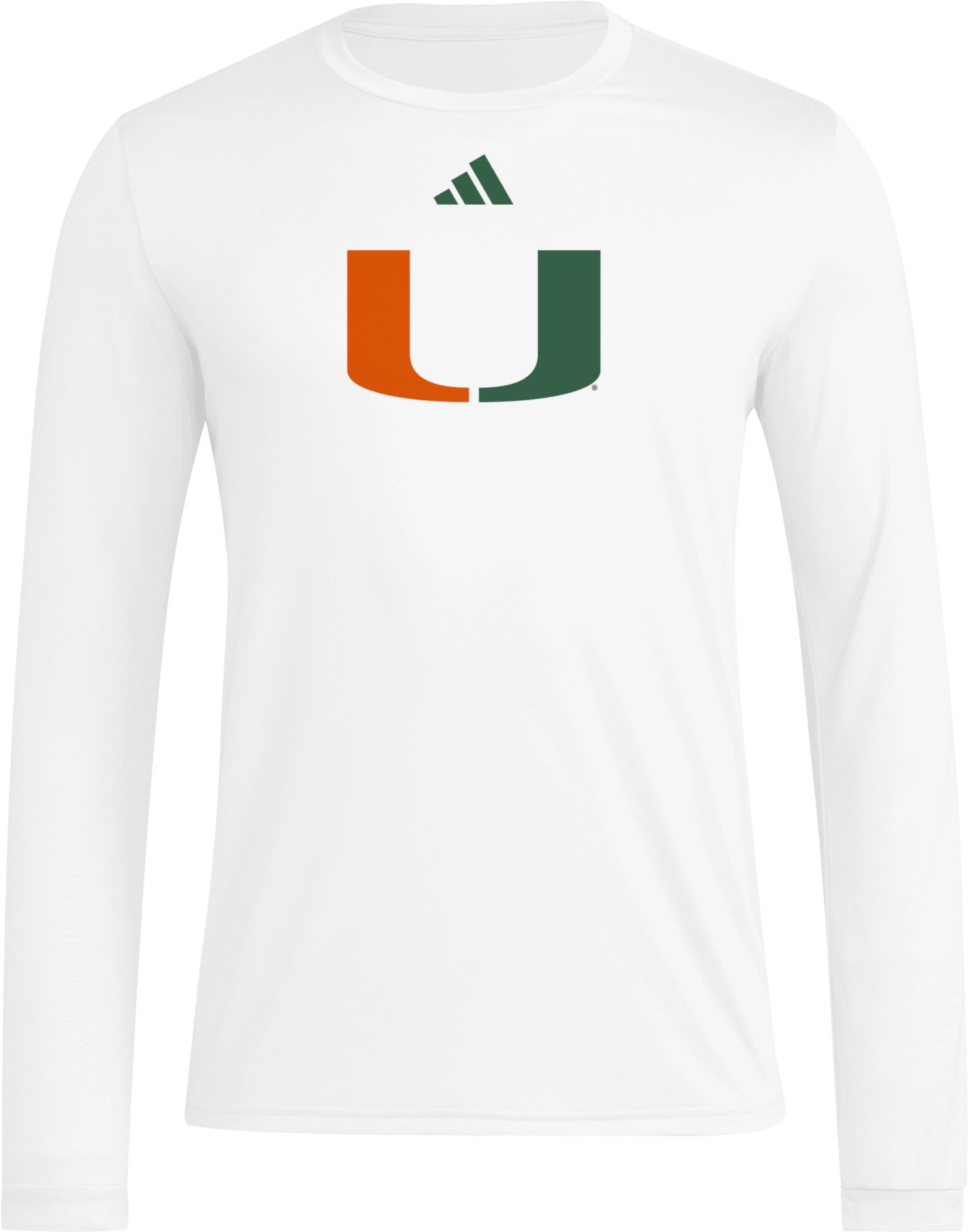 adidas Men's Miami Hurricanes White Pregame Long Sleeve T-Shirt product image