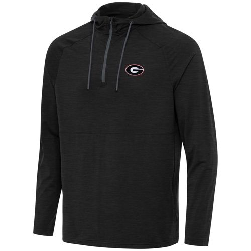 Antigua Men's Georgia Helmet Spikes Black Heather 1/4 Zip Pullover
