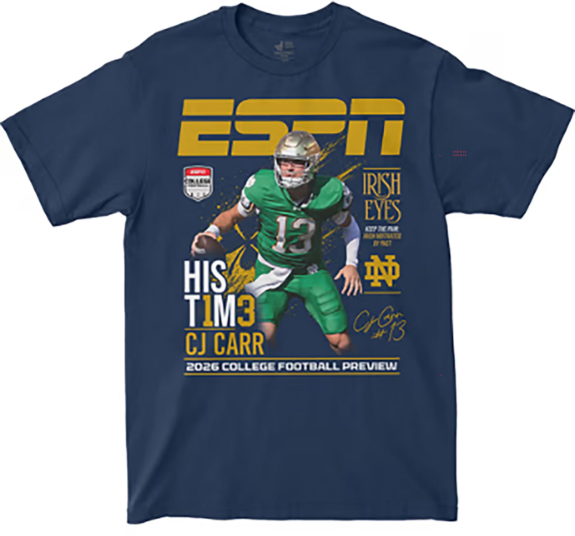 Campus Ink Adult Notre Dame Fighting Irish ESPN College Gameday CJ Carr ...