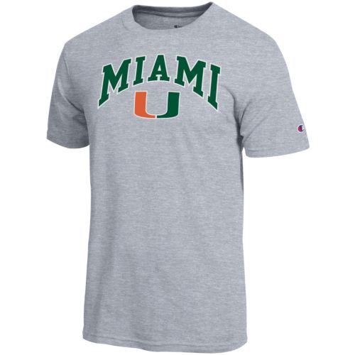 Champion Men's Miami Hurricanes Green Reverse Weave Crewneck