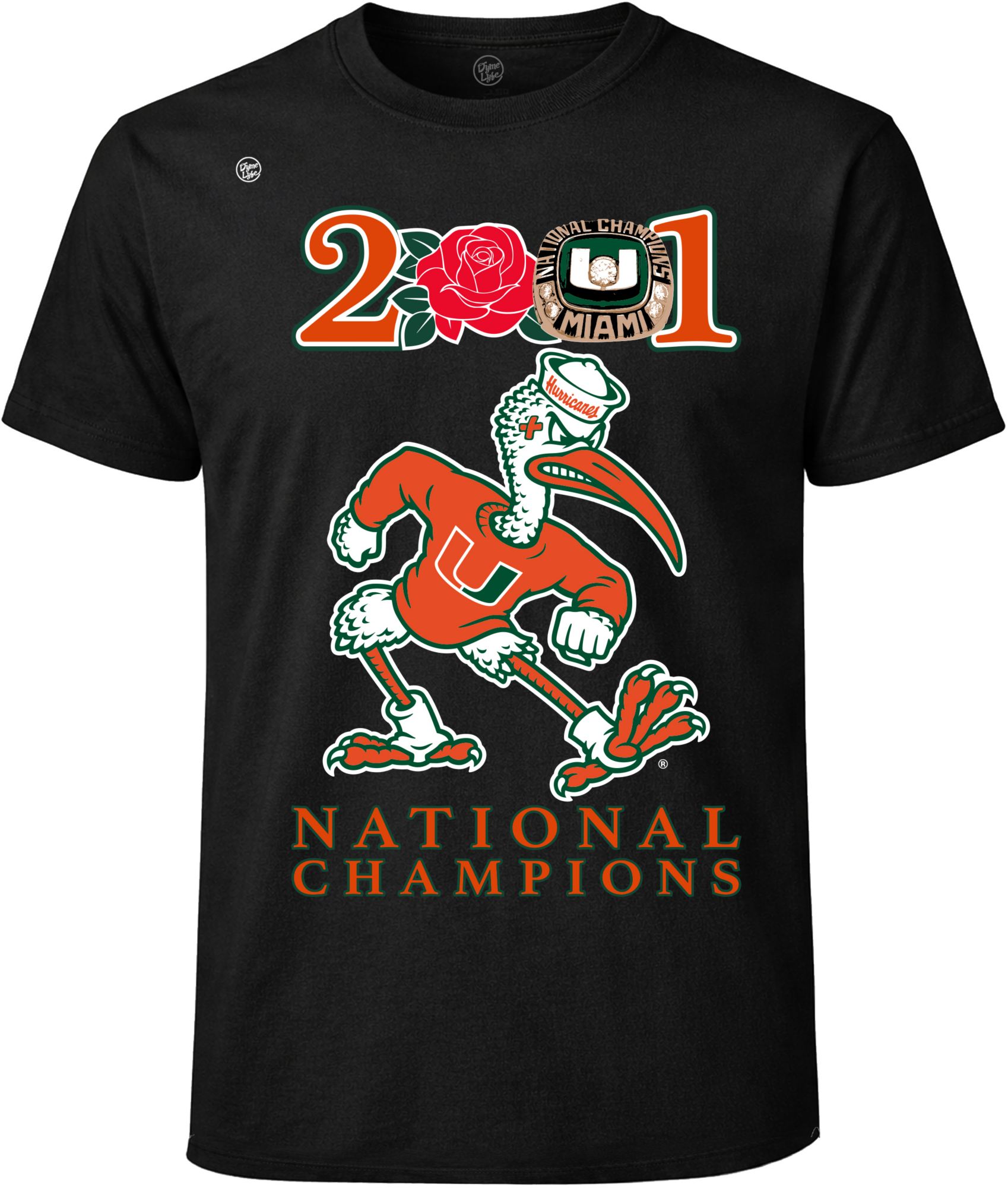 希少！AMEFURASSHI アメフラッシ ユニフォーム Tシャツ M Dyme Lyfe Men's Miami Hurricanes 2001 National Champs T-Shirt