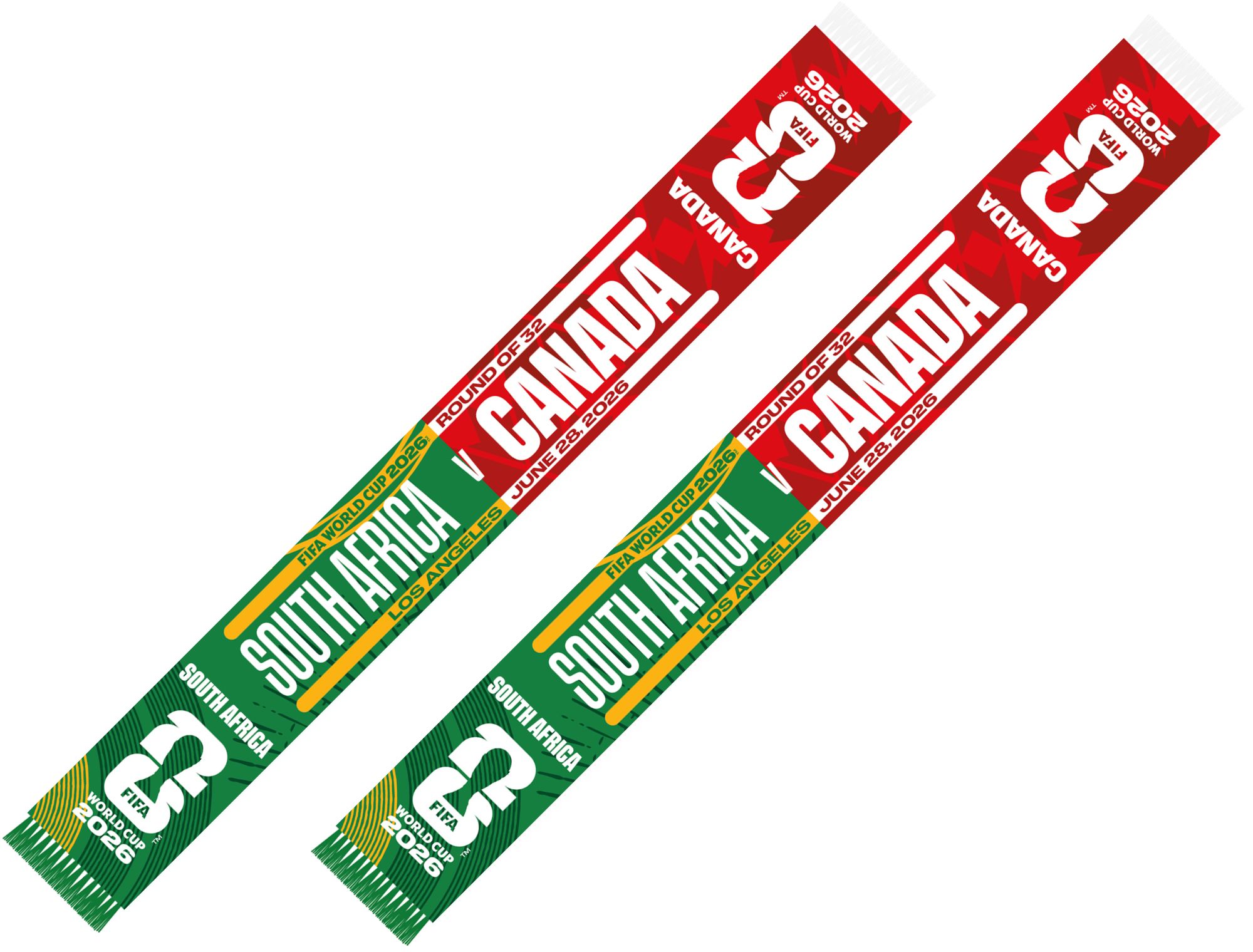 FIFA World Cup 2026 マフラータオル カナダ対南アフリカ Global Scarves South Africa VS Canada 2026 FIFA World Cup Matchup