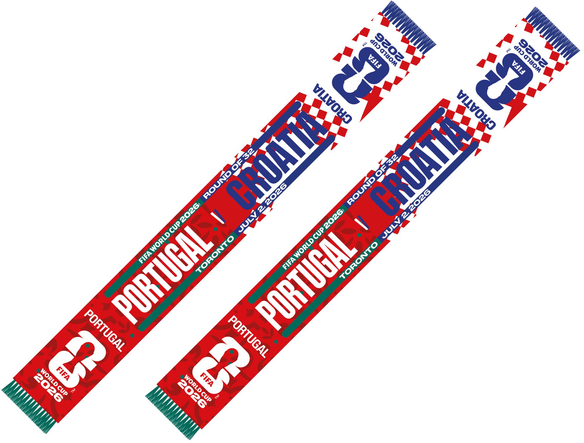 【現地限定】W杯2026 スペインvsポルトガル 公式スカーフ2種セット Global Scarves Portugal VS Croatia 2026 FIFA World Cup Matchup