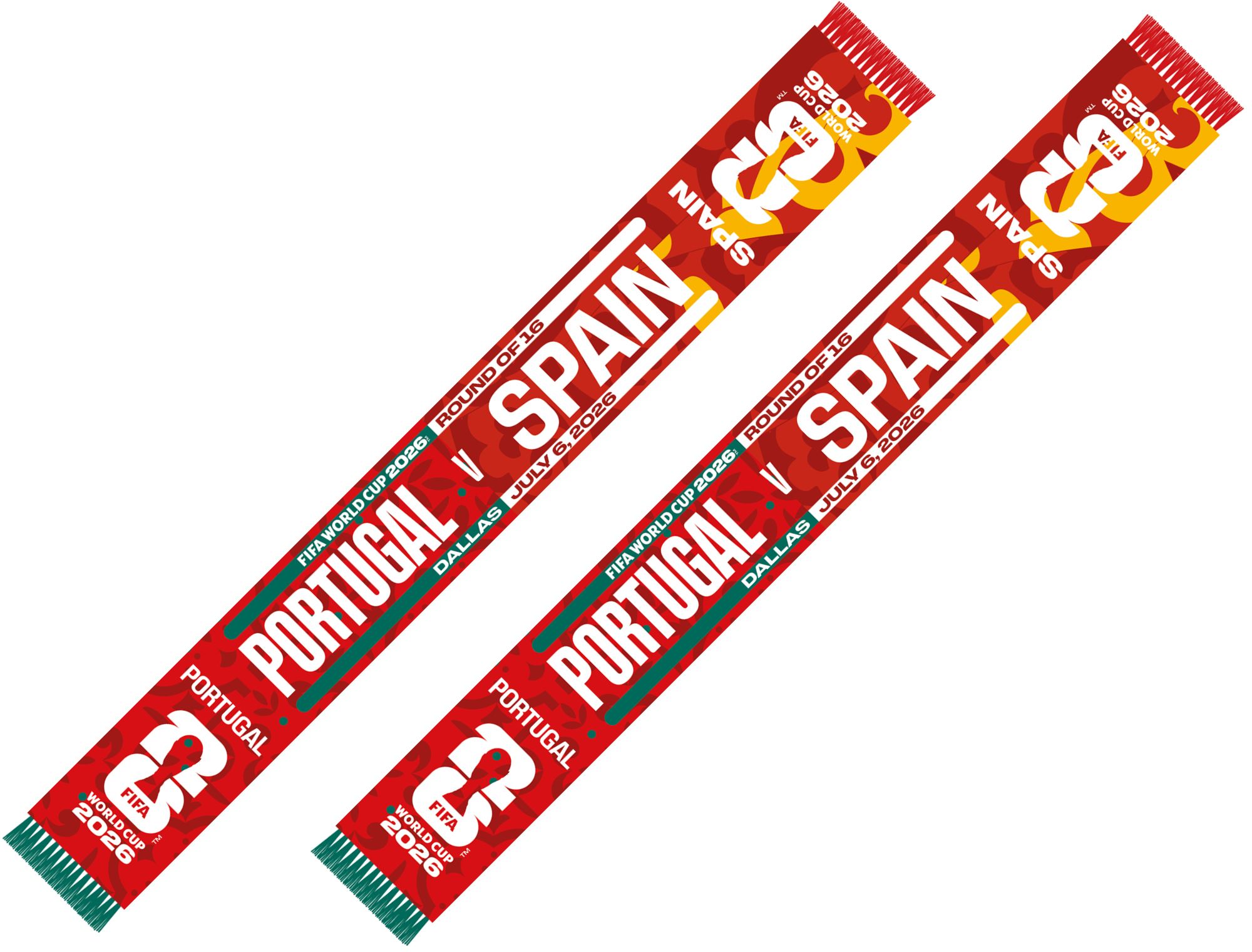 【現地限定】W杯2026 スペインvsポルトガル 公式スカーフ2種セット Global Scarves Portugal VS Spain 2026 FIFA World Cup Matchup Scarf