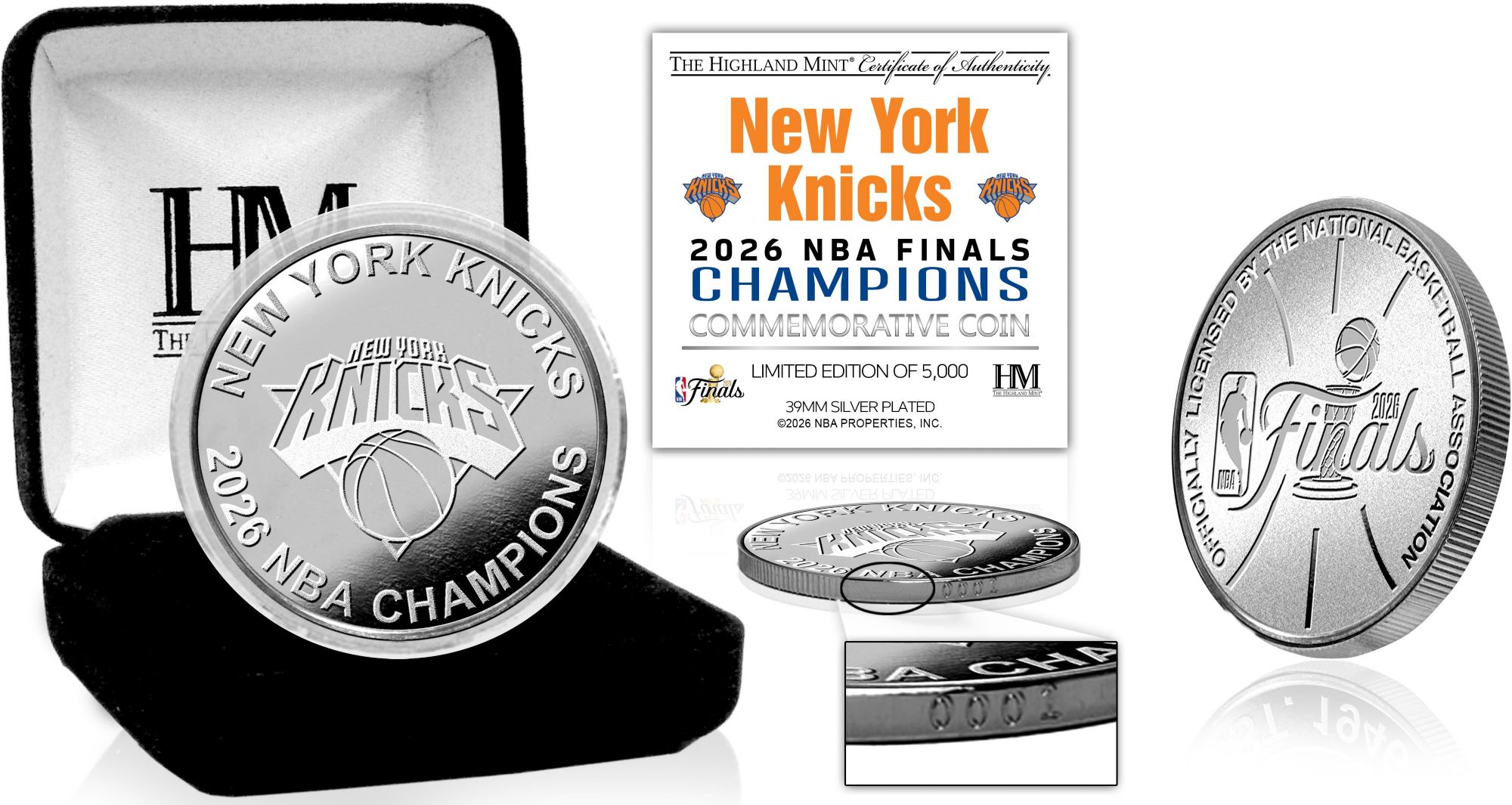 Highland Mint 2026 NBA Champions New York Knicks Silver Coin