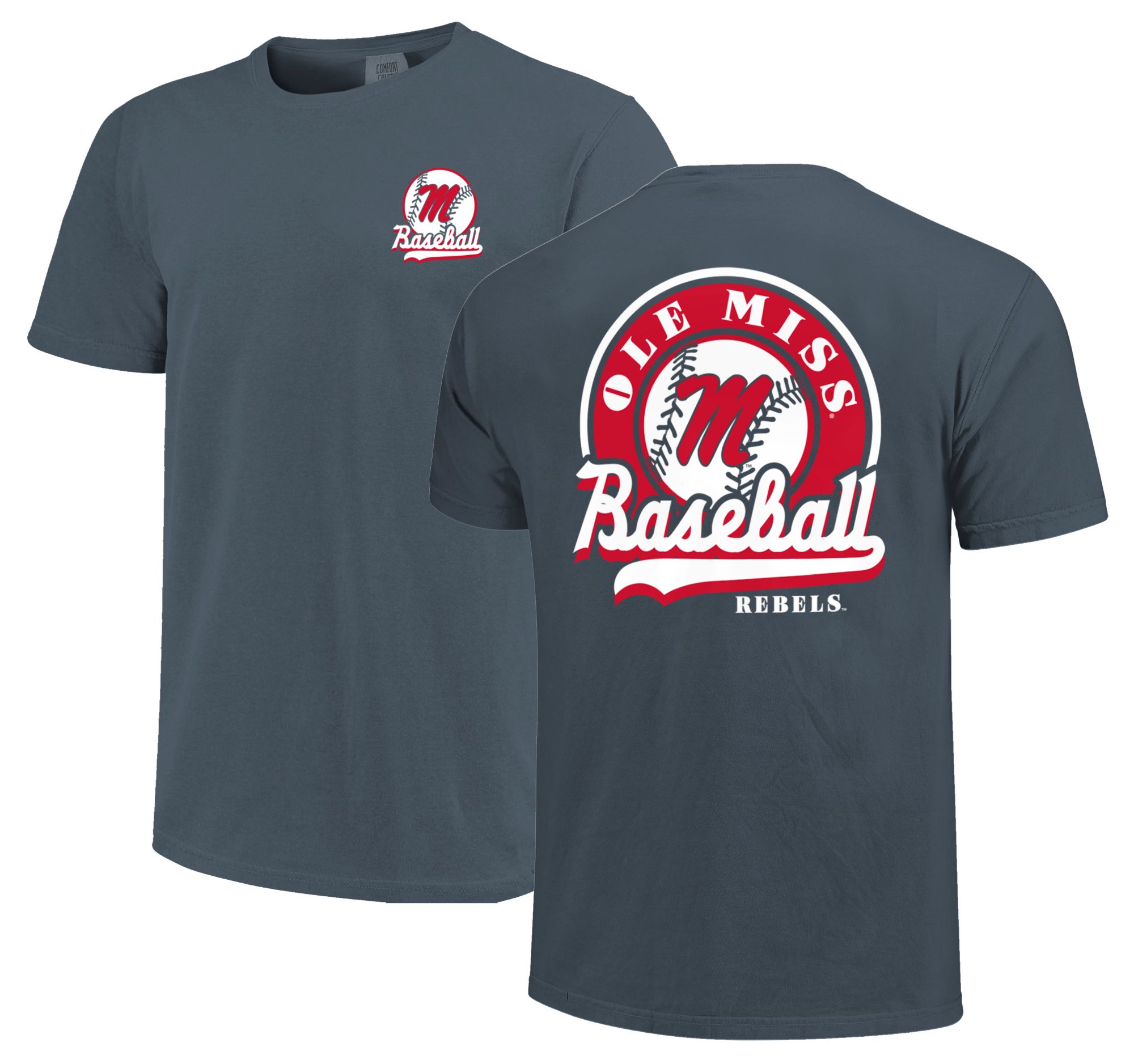 Image One Men's Ole Miss Rebels Denim Baseball Script T-Shirt