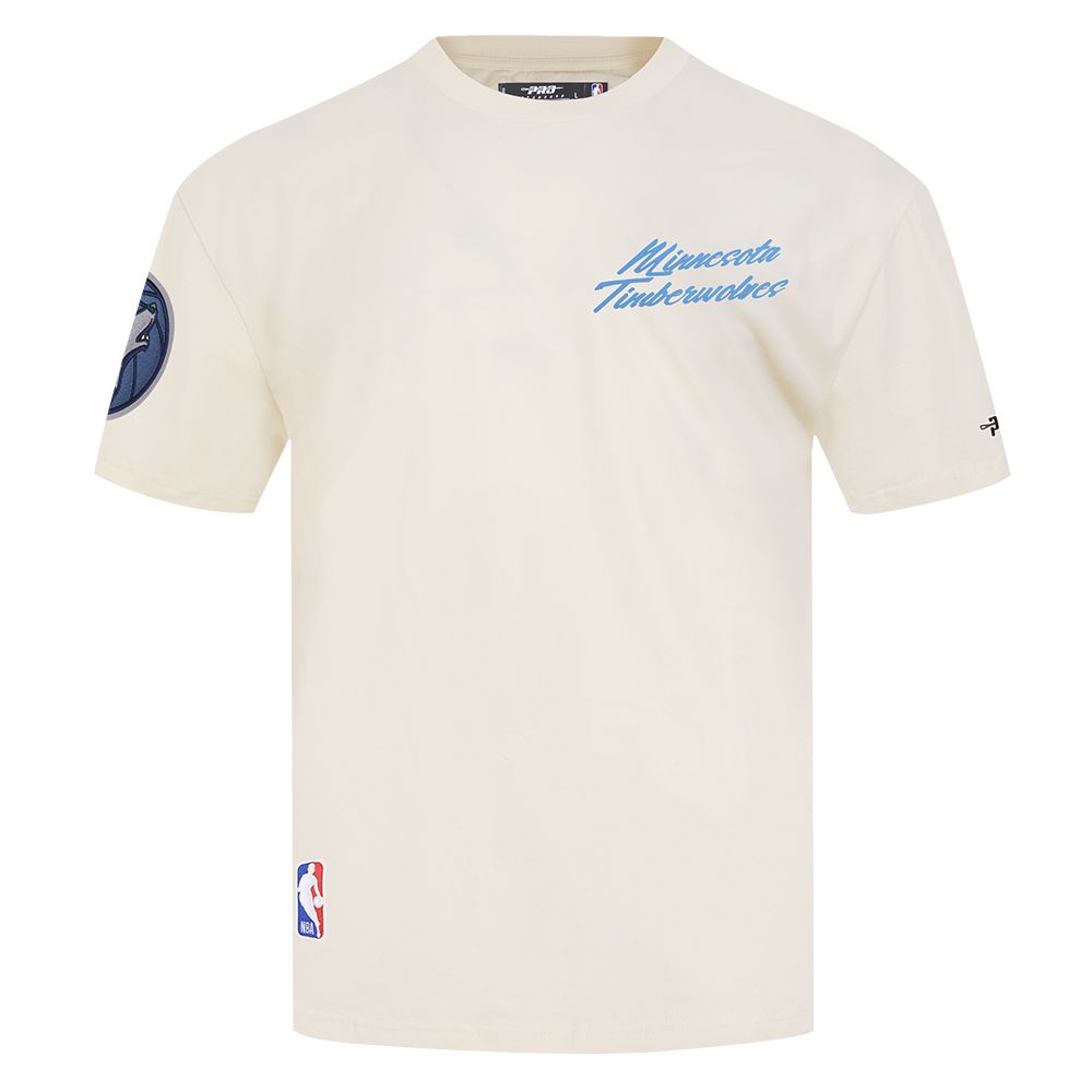 Pro Standard Men's Minnesota Timberwolves Off White Script Drop Shoulder T-Shirt product image