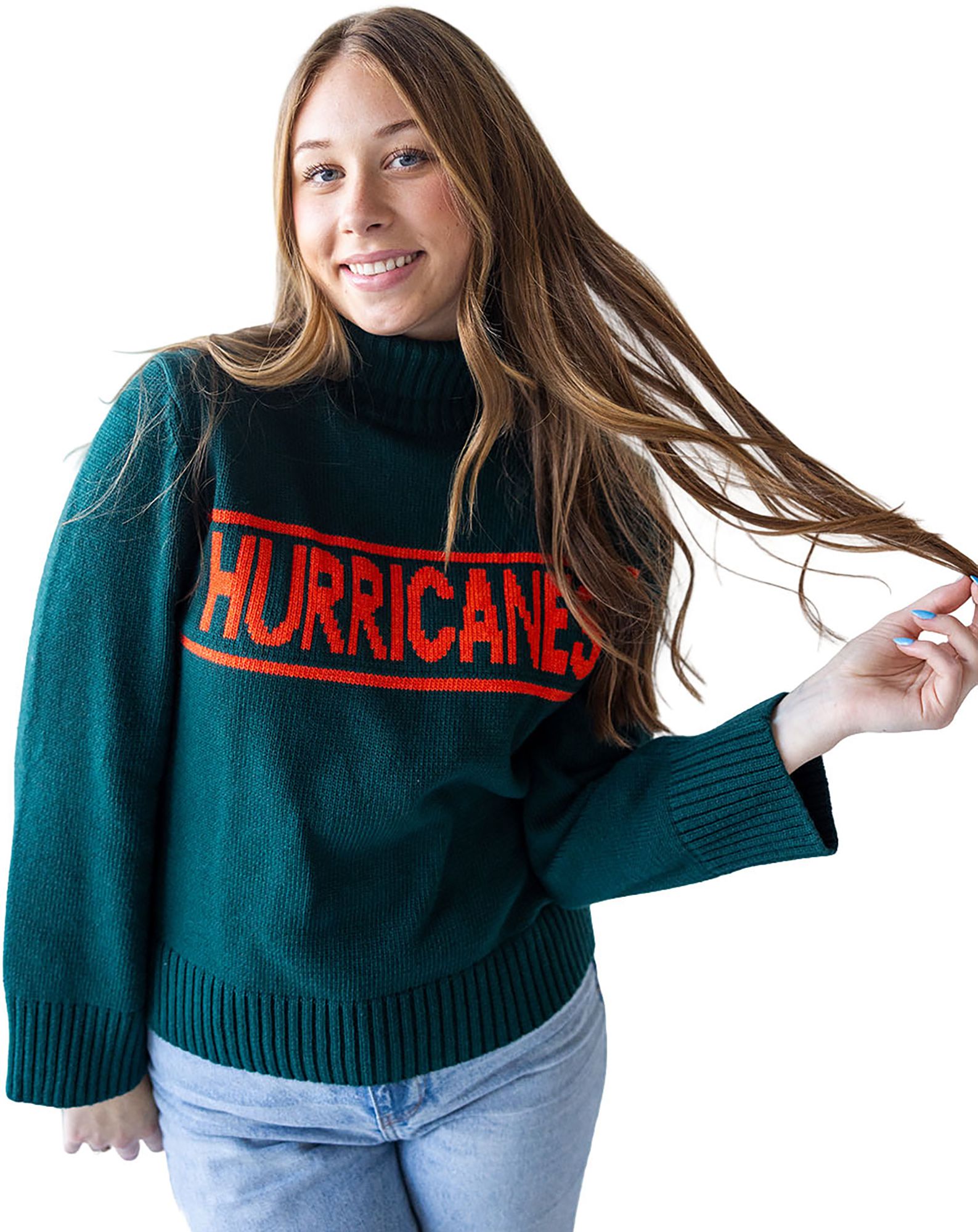 Gameday Social Women's Miami Hurricanes Green Turtleneck Sweater product image