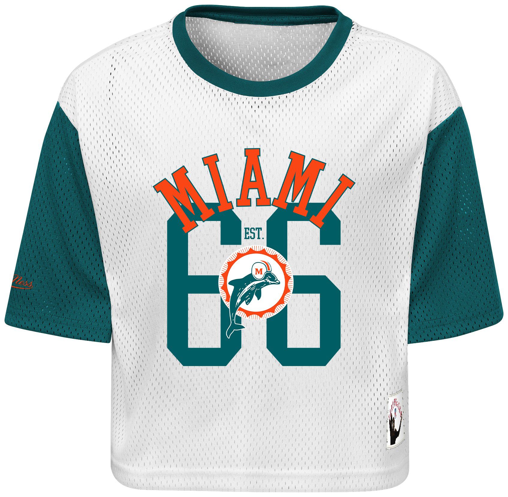 Mitchell & Ness Girls' Miami Dolphins White Gameday Cropped T