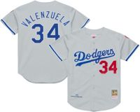 完売品 mitchell＆ness フットボールTシャツ 34 size48 Mitchell & Ness Men's Los Angeles Dodgers Grey Fernando Valenzuela