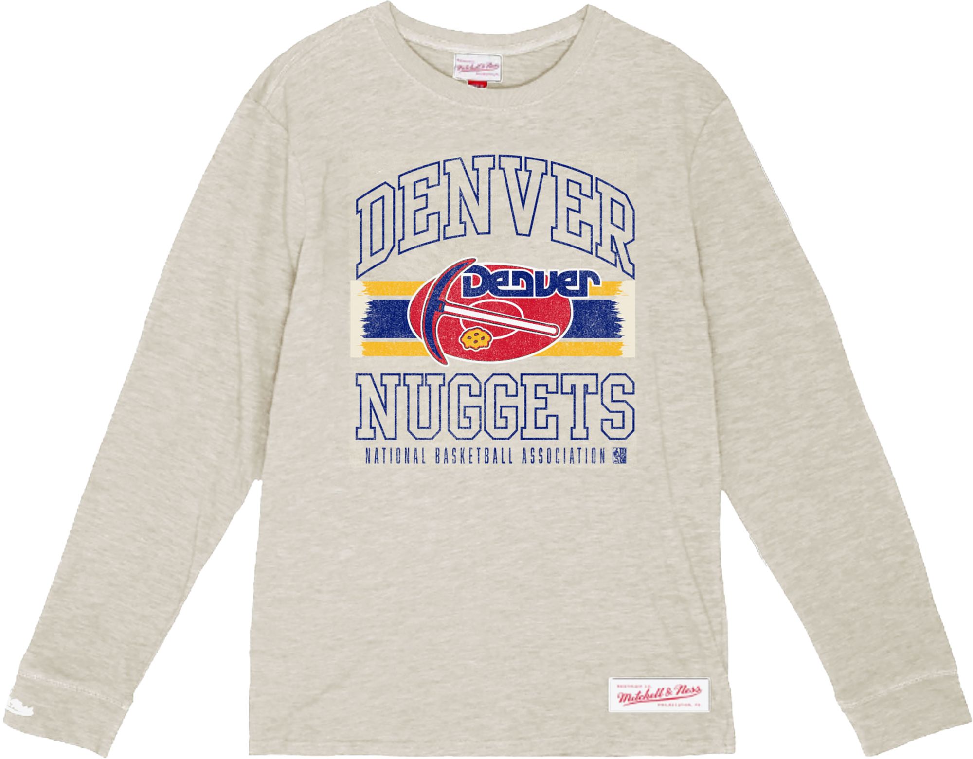 Mitchell & Ness Adult Denver Nuggets Lock Up Cream Long Sleeve Shirt product image
