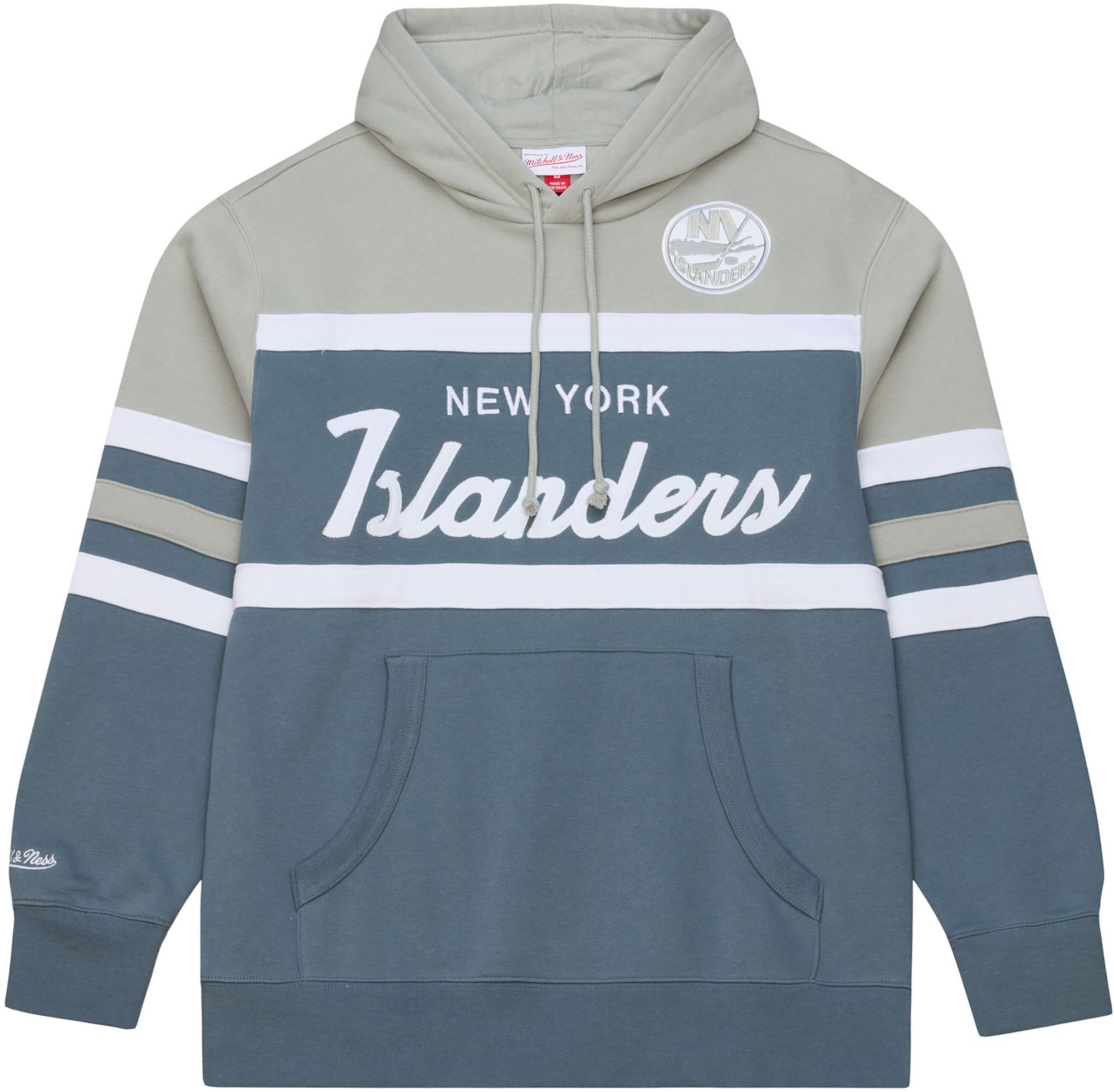 Mitchell & Ness Men's New York Islanders Light Grey Head Coach Pullover Hoodie product image