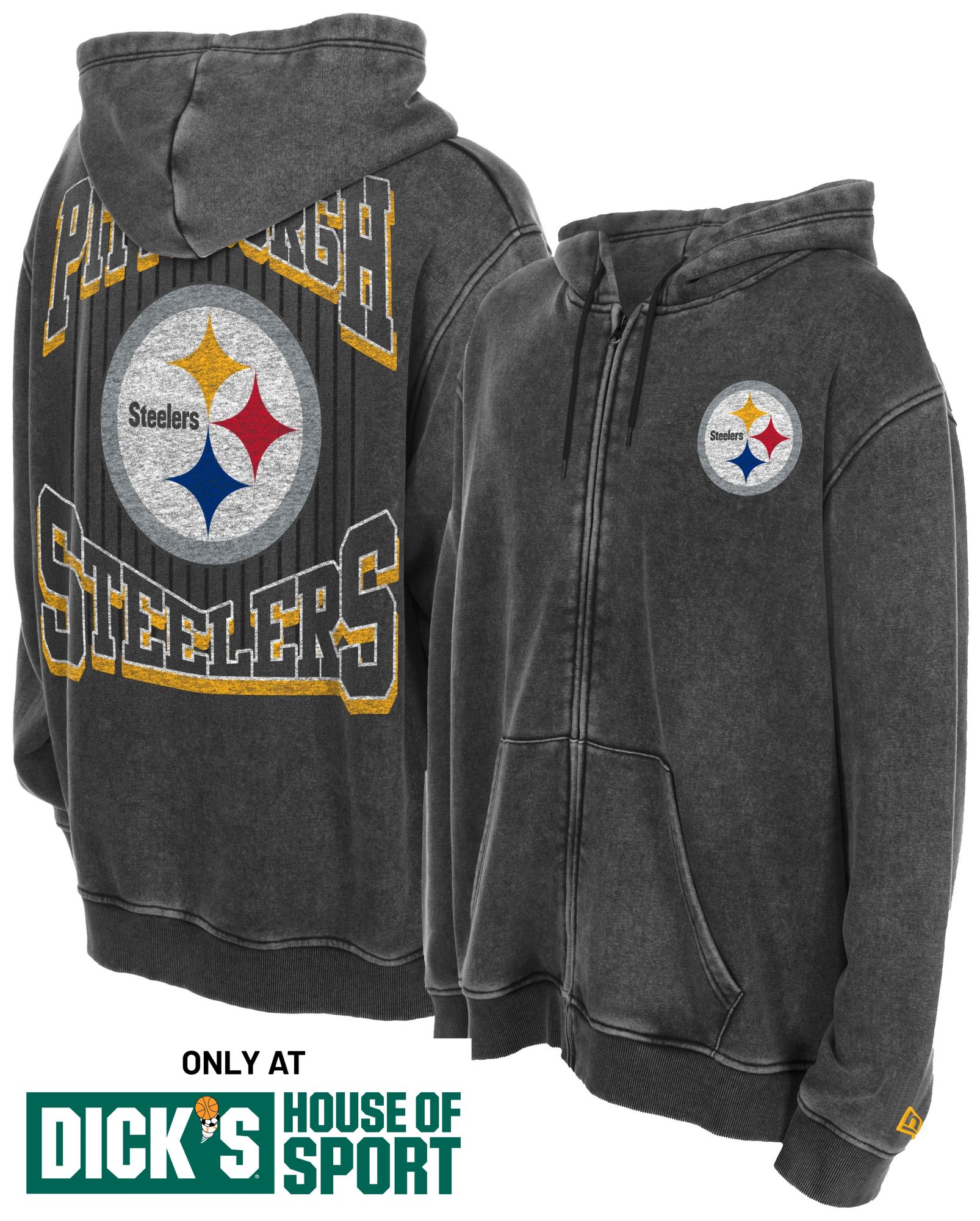 New Era Men's Pittsburgh Steelers Washed Full-Zip Hoodie | Dick's