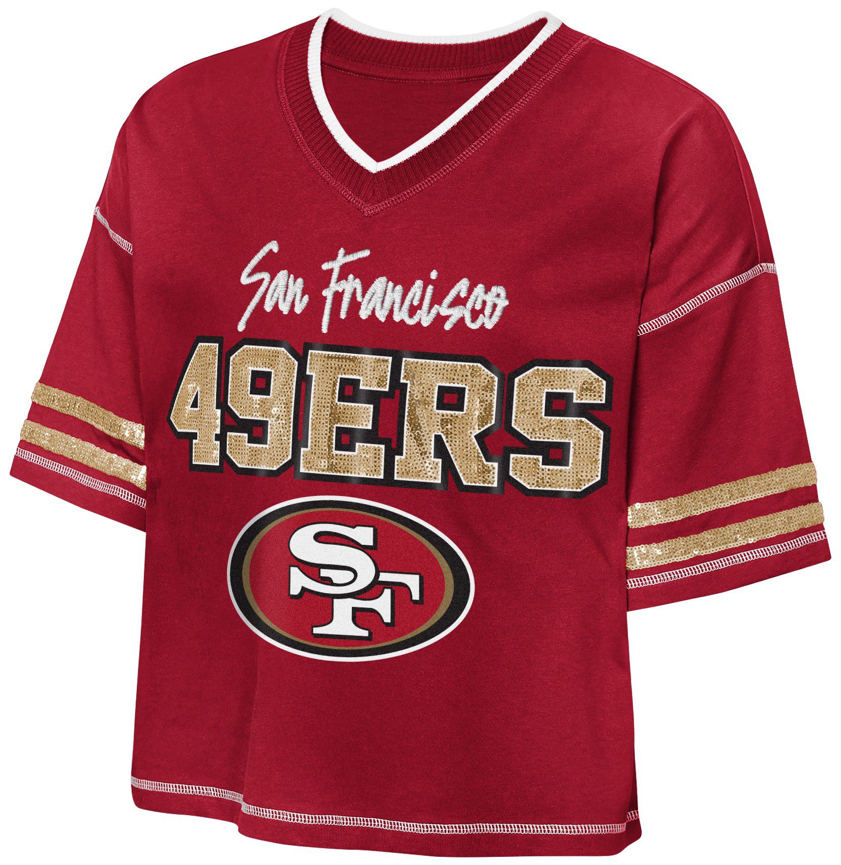 NFL Team Apparel Youth San Francisco 49ers Red Toe Tap T-Shirt