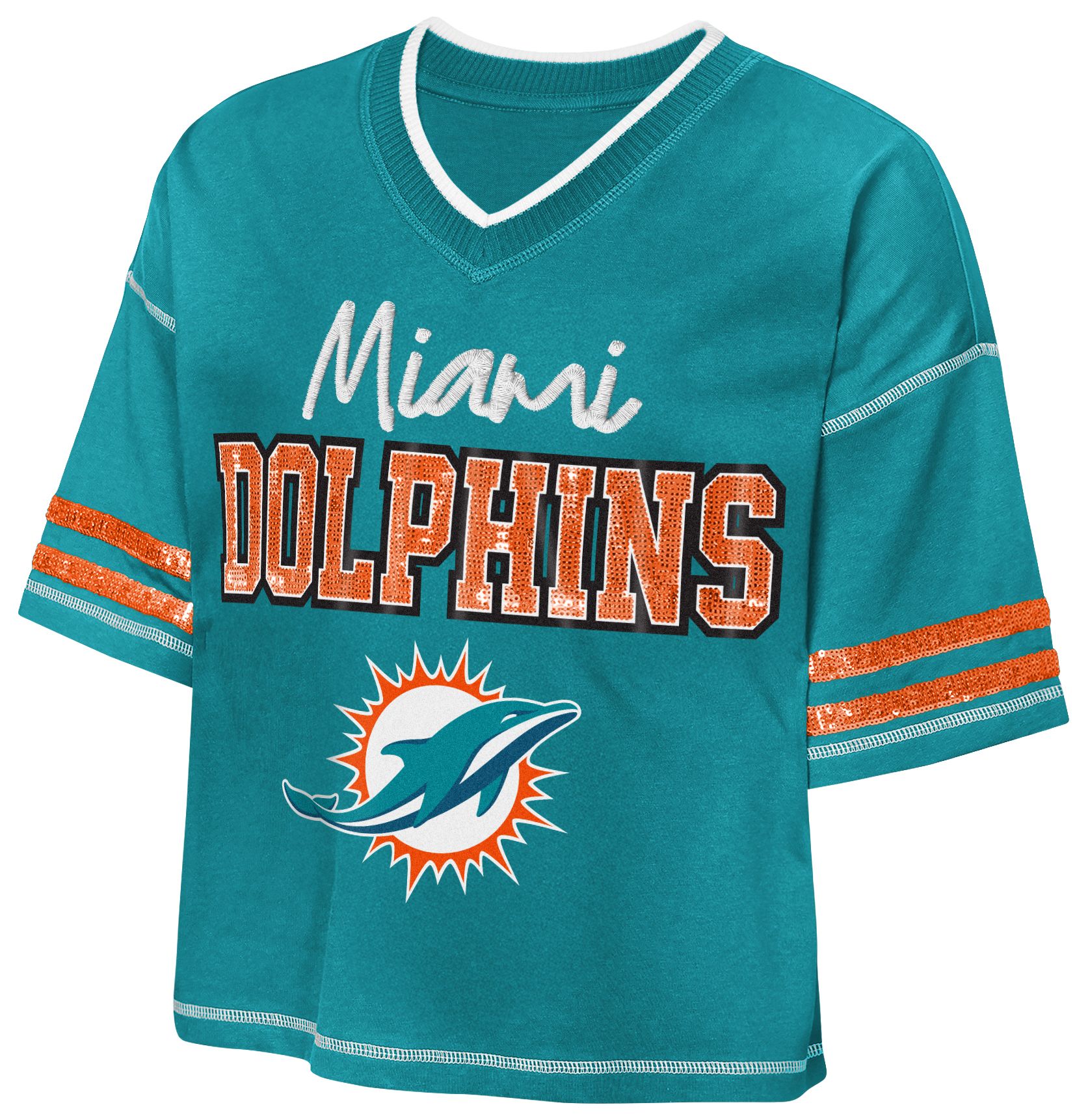 NFL Team Apparel Youth Miami Dolphins Green Toe Tap T-Shirt