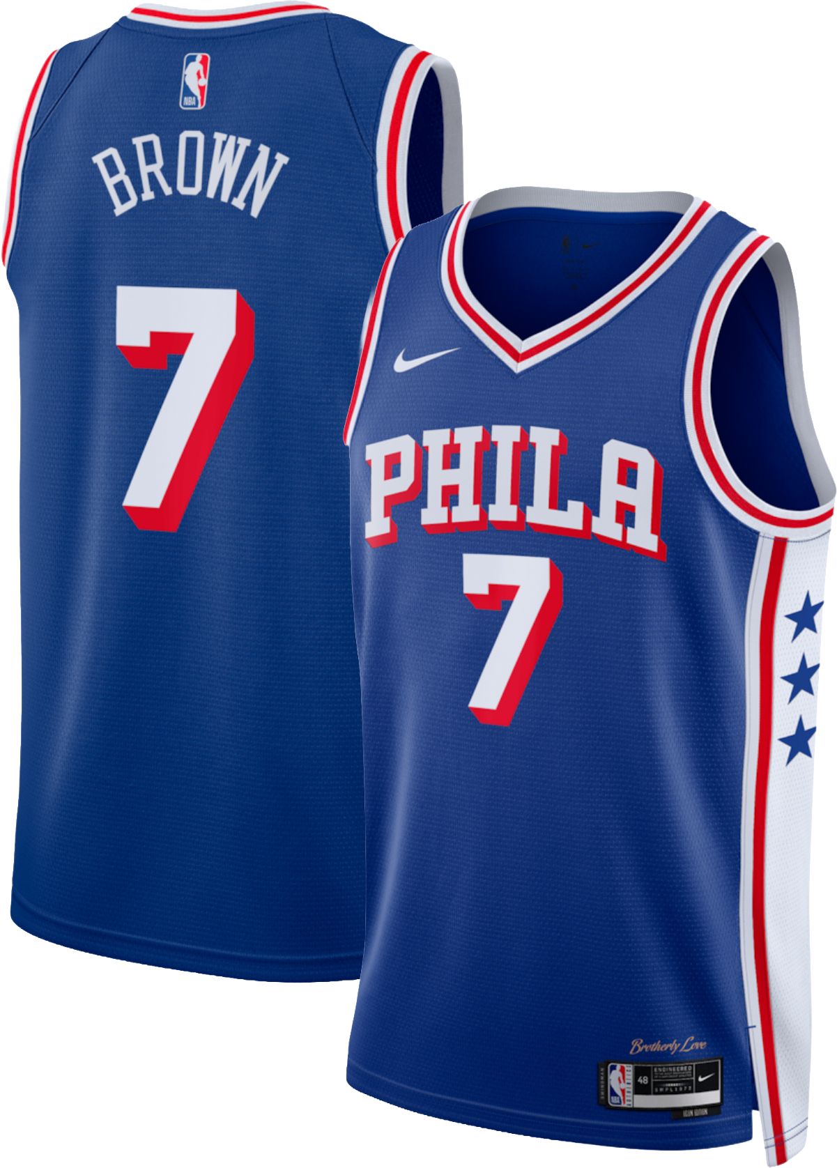 Nike Adult Philadelphia 76ers Jaylen Brown #7 Blue Swingman Icon