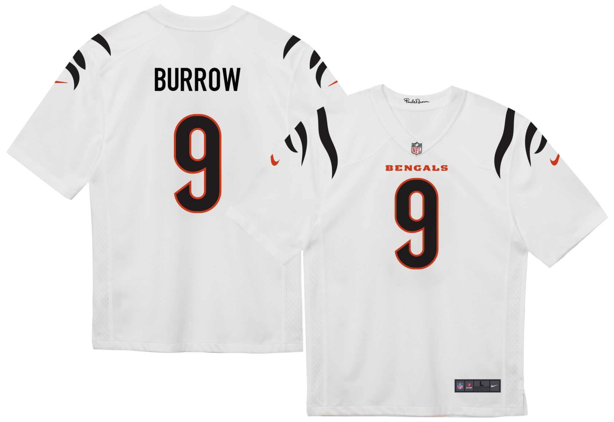 Nike Boys' Cincinnati Bengals Joe Burrow #9 White Road Game Jersey