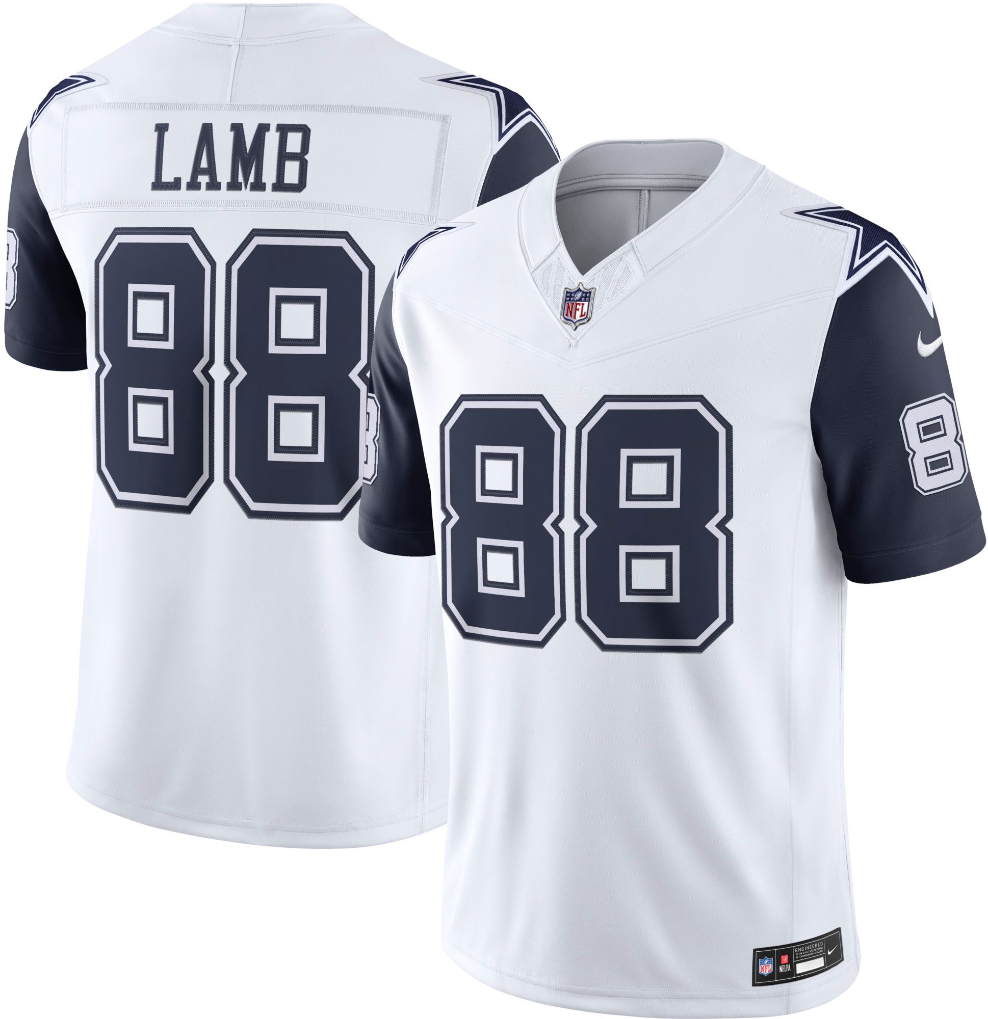 NFL 2 Dallas Cowboys jerseys ‘77 and ‘84 Nike Men's Dallas Cowboys CeeDee Lamb #88 White Alternate 2 Game