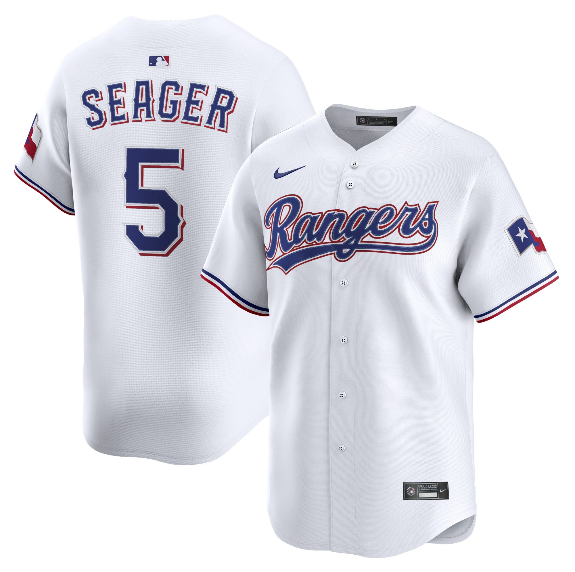 Nike Men's Texas Rangers White Corey Seager #5 Limited Home Jersey