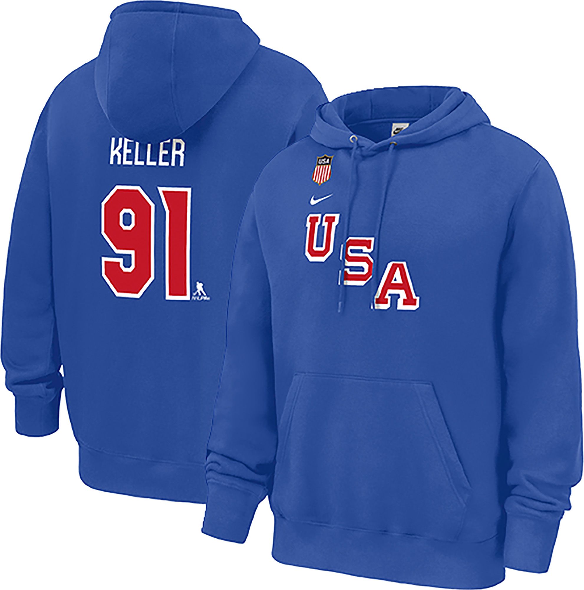 Nike Men's Olympics USA Hockey Royal Clayton Keller #91 Pullover Hoodie product image